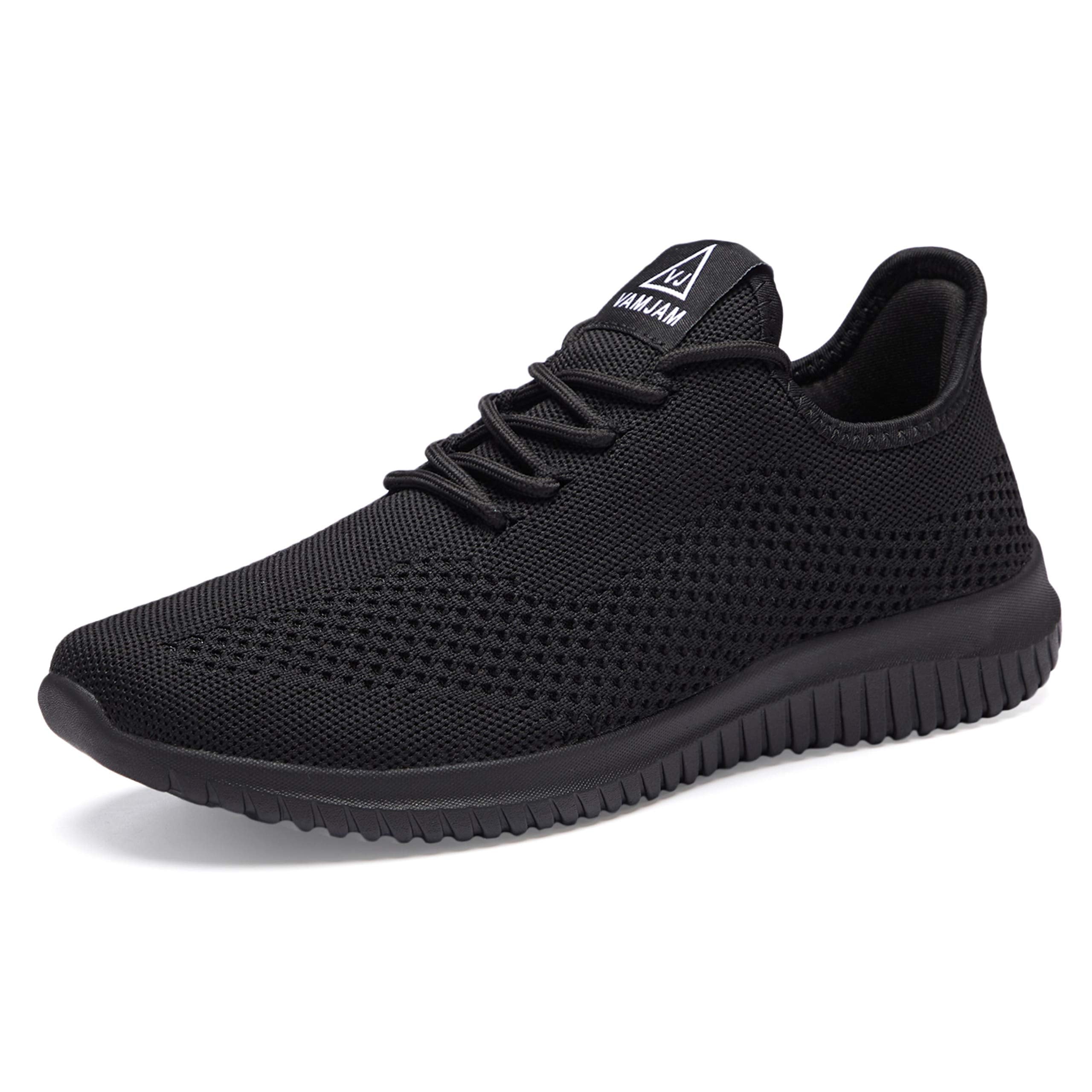 VAMJAM Men's Running Shoes Ultra Lightweight Breathable Walking Shoes Non Slip Athletic Fashion Sneakers Mesh Workout Casual Sports Shoes All Black Size 9.5