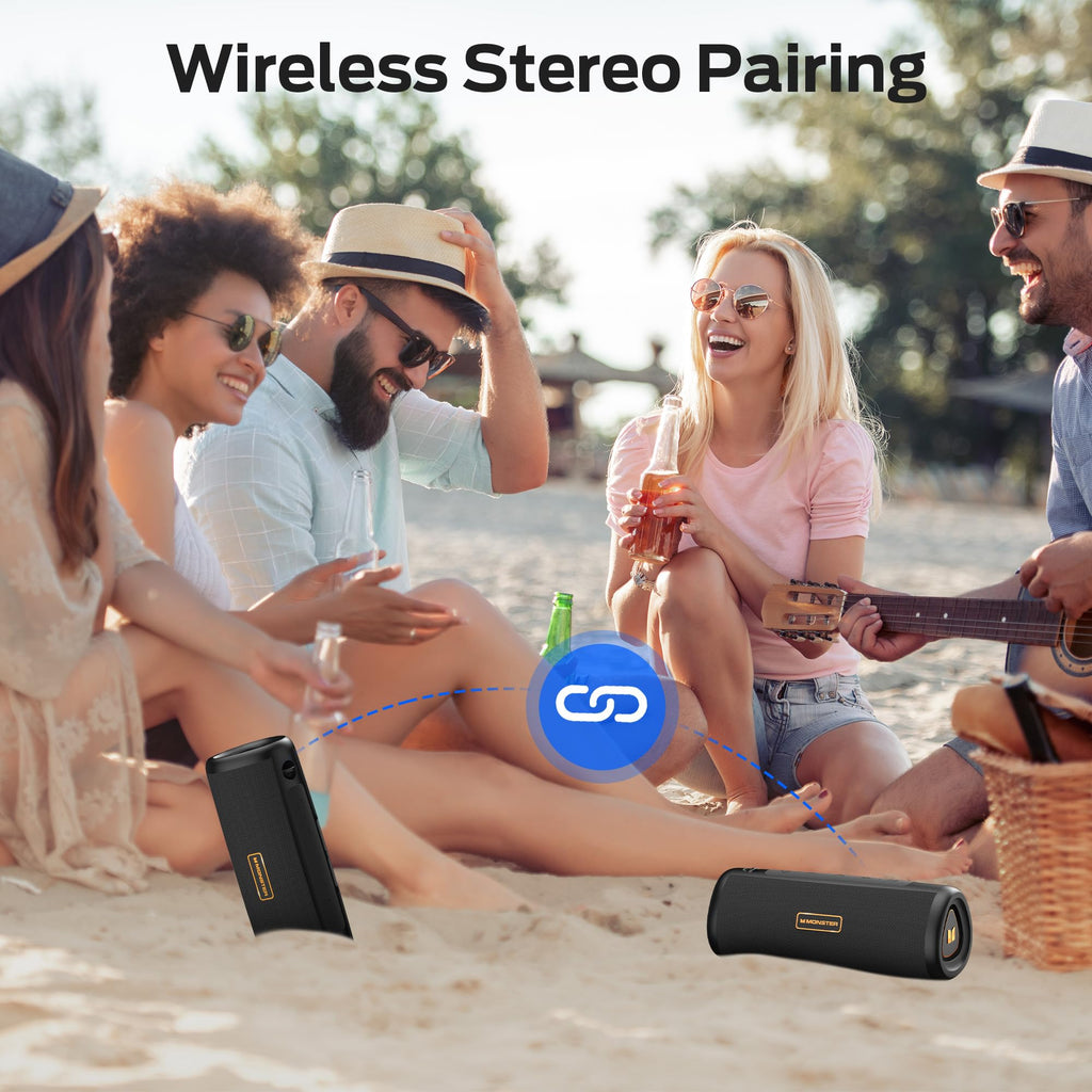 Monster S230 Bluetooth Speaker, Wireless Speaker with 30W Loud Stereo Sound, Wireless Stereo Pairing, 24H Playtime, Bluetooth 6.0 Supports TF Card, AUX for Outdoor