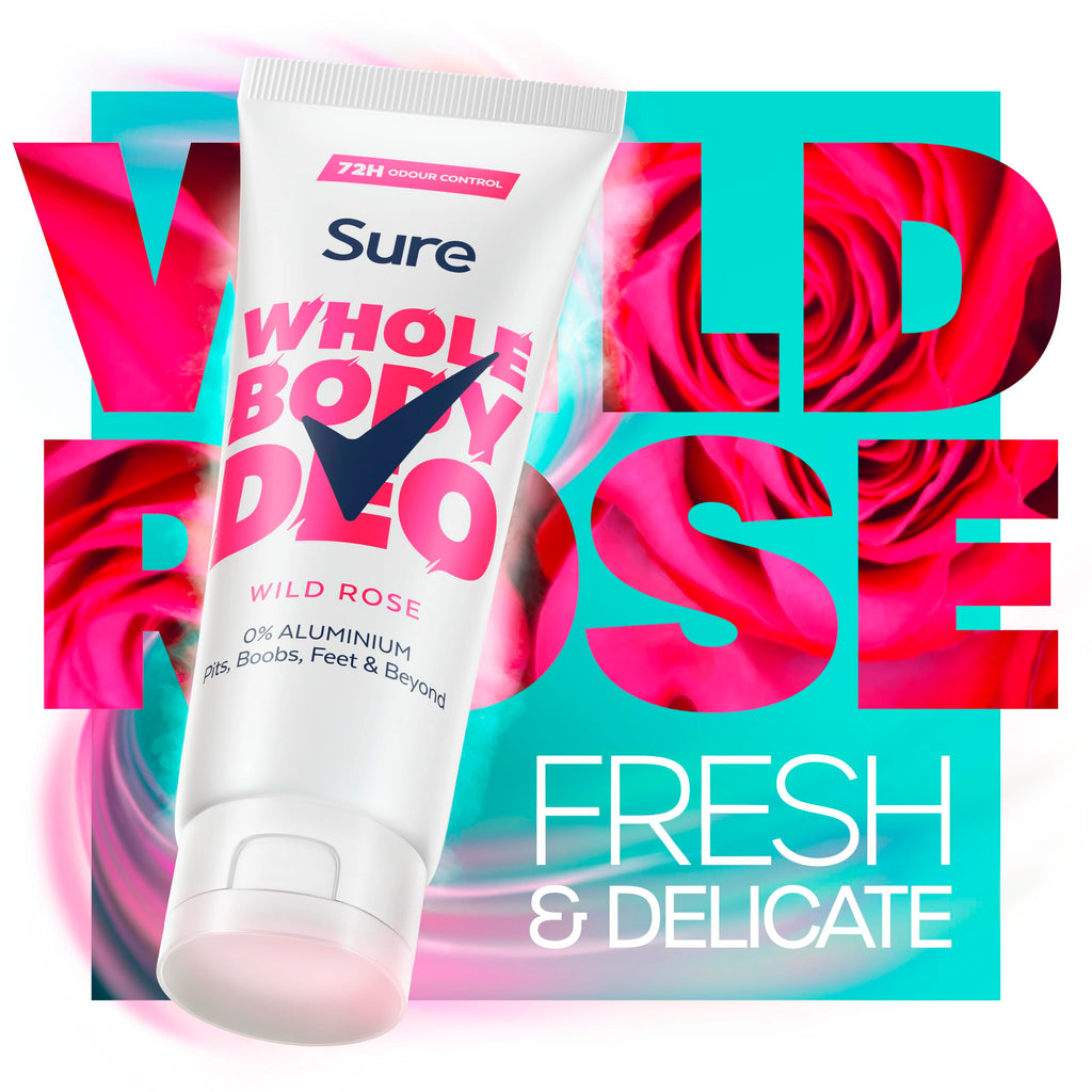 Sure Women Wild Rose Whole Body All Over Body Deodorant Spray with a fresh & floral fragrance and 72 hour odour control 150ml