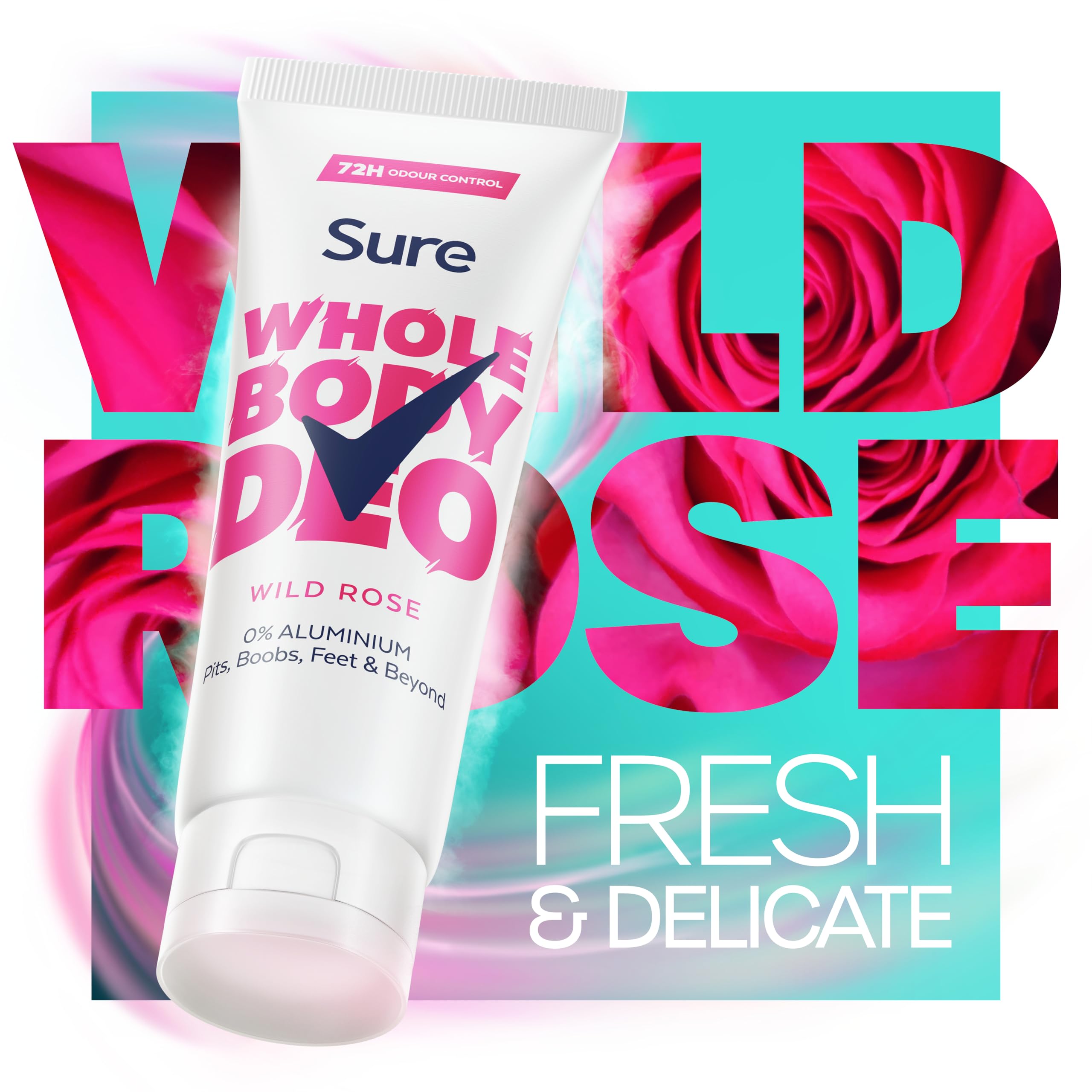 Sure Women Wild Rose Whole Body All Over Body Deodorant Spray with a fresh & floral fragrance and 72 hour odour control 150ml