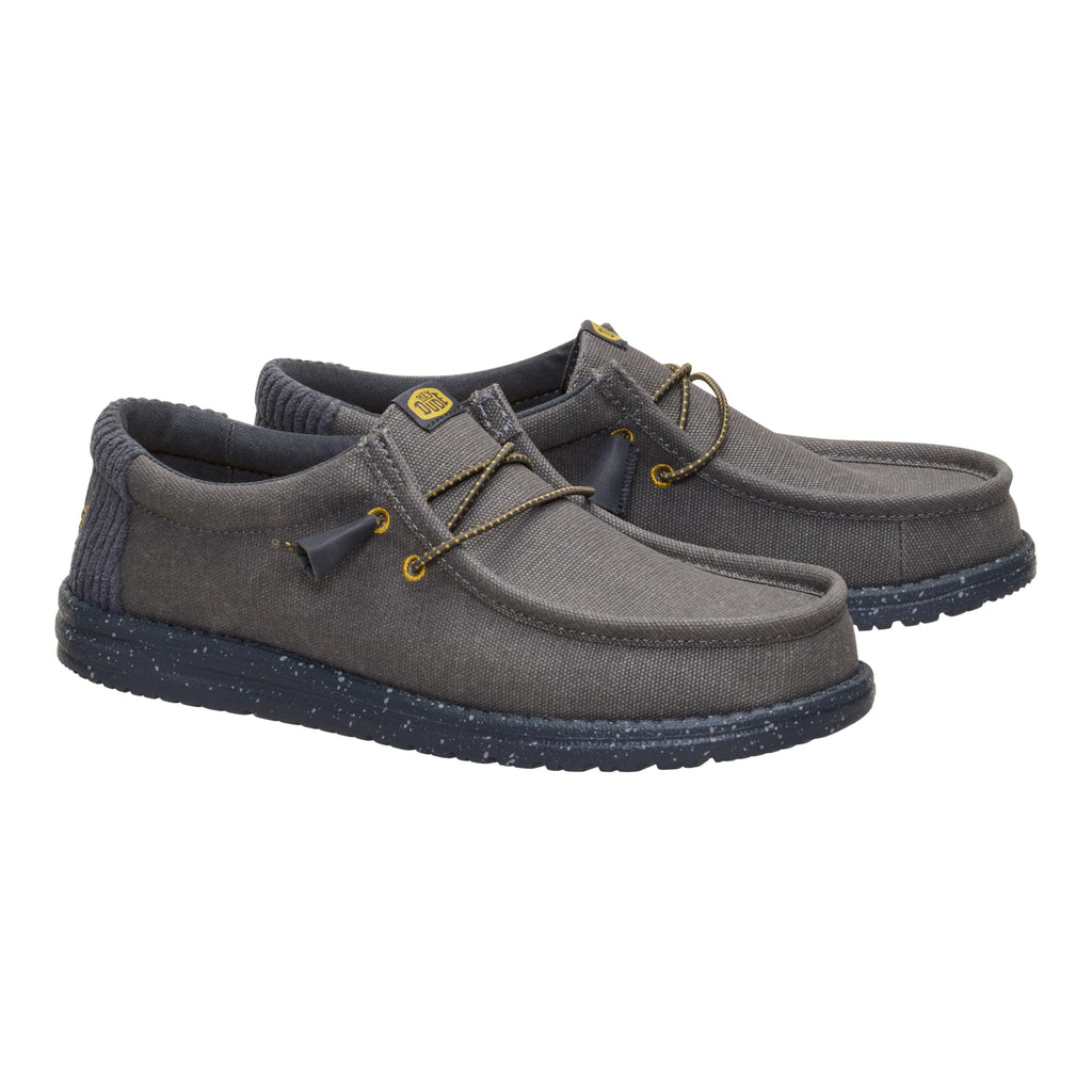 HEYDUDE Wally Waxed Casual Dark Grey Size 8, Men’s Shoes, Slip-on Loafers, Comfortable & Light-Weight