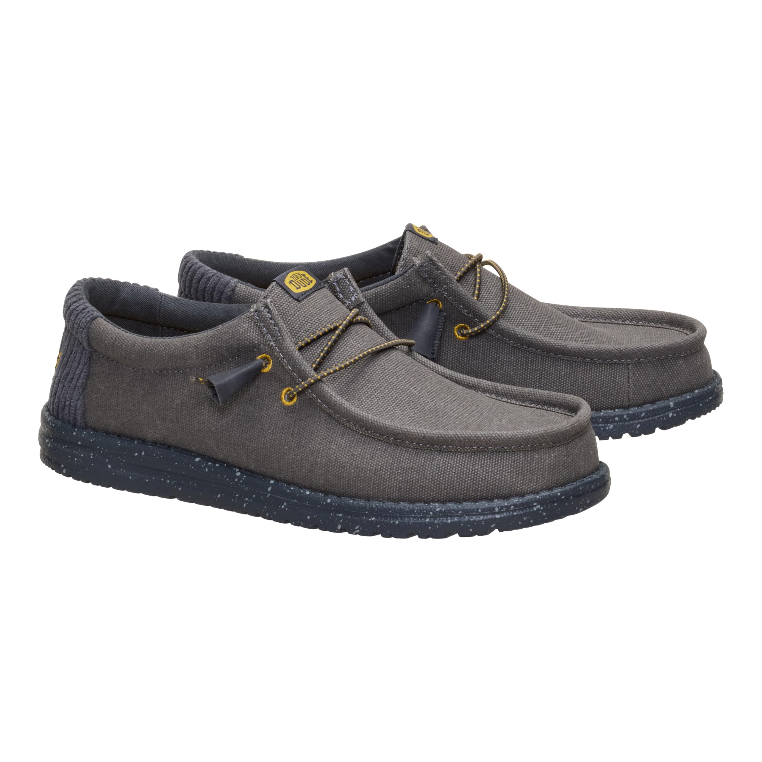 HEYDUDE Wally Waxed Casual Dark Grey Size 8, Men’s Shoes, Slip-on Loafers, Comfortable & Light-Weight