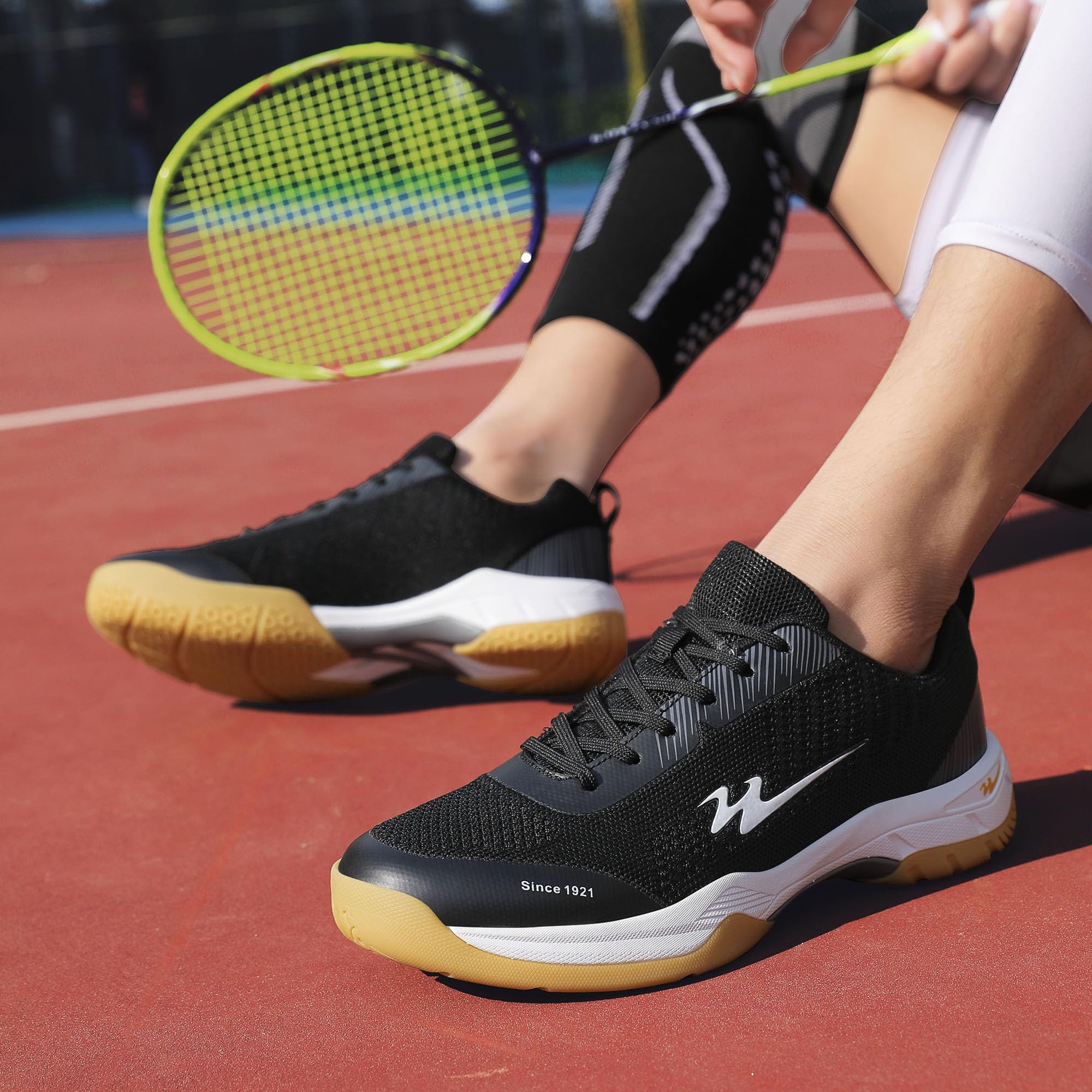 cungel-Tennis-Badmintion-Pickleball-Shoes Unisex No-Slip Pickleball & Tennis Shoes | Lightweight Breathable Court Shoes for Men and Women Black