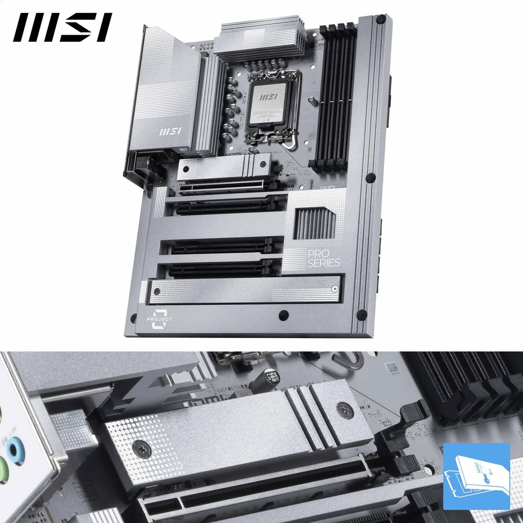MSI PRO Z890-S WiFi PZ Motherboard, Back-Connect ATX - Supports Intel Core Ultra Processors (Series 2), LGA 1851 - DDR5 Memory Boost (8600+ MT/s OC), PCIe 5.0 x16, M.2 Gen5, Wi-Fi 7, 2.5G LAN