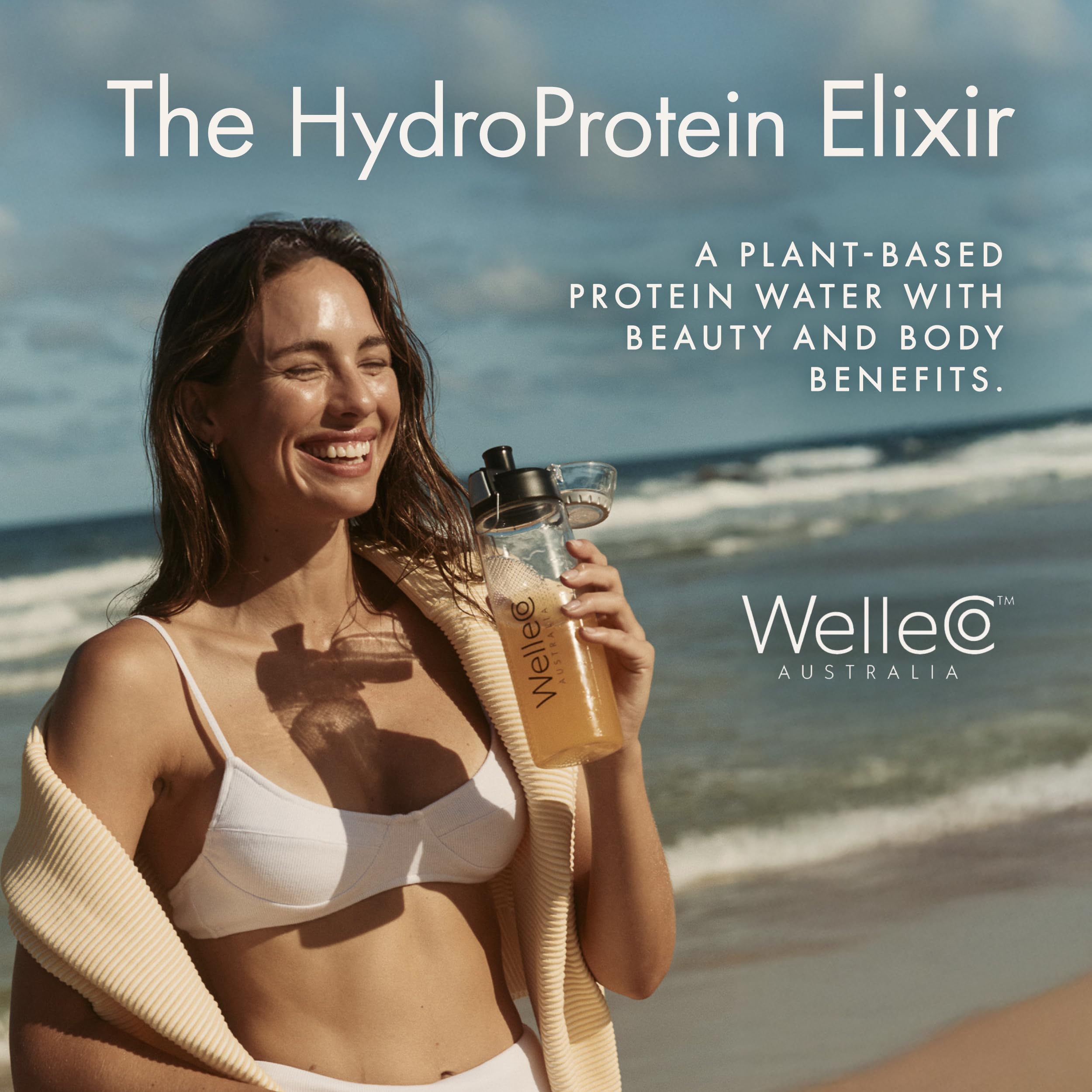 WelleCo HydroProtein Elixir, Potassium Electrolyte Powder with 15g Vegan Protein for Energy, Healthy Hair, Skin & Nails, Easy to Digest Powdered Electrolytes, Black Currant & Pomegranate, 9.5oz Jar