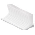 Hanes Mens Double Tough Socks, 12-pair Pack Crew Socks, White/Grey Foot Bottom, 6-12
