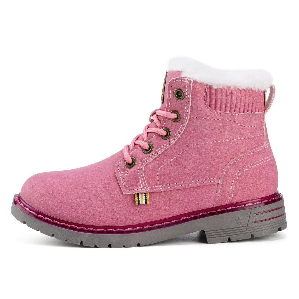 Mishansha Boy's Girl's Winter Snow Boots Waterproof Kids Hiking Boots Cold Weather Outdoor Fur Lined Warm Walking Boot Shoes Watermelon Red 11 Little Kid