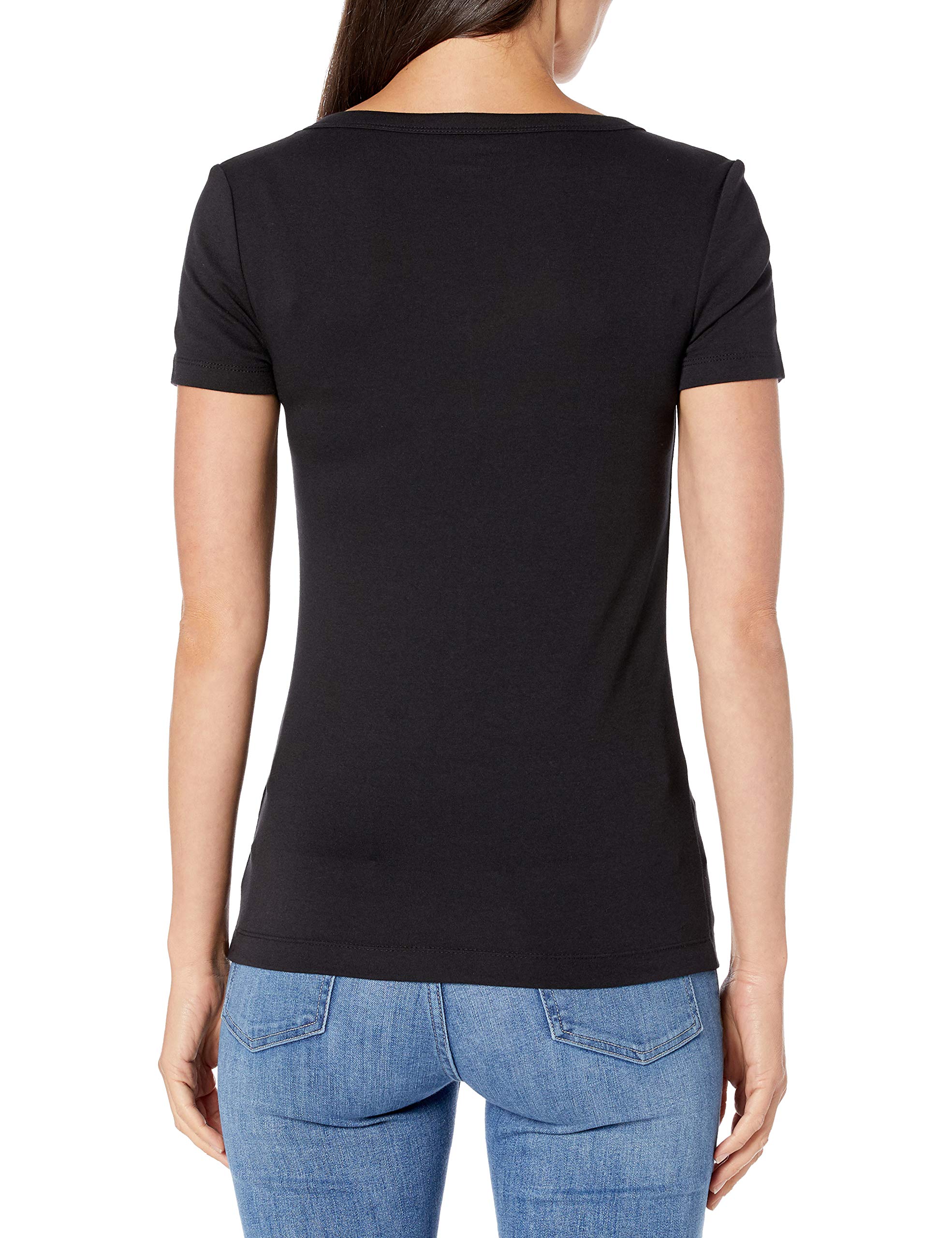 Amazon Essentials Women's Slim-Fit Short-Sleeve V-Neck T-Shirt, Pack of 2, Black/White, X-Large