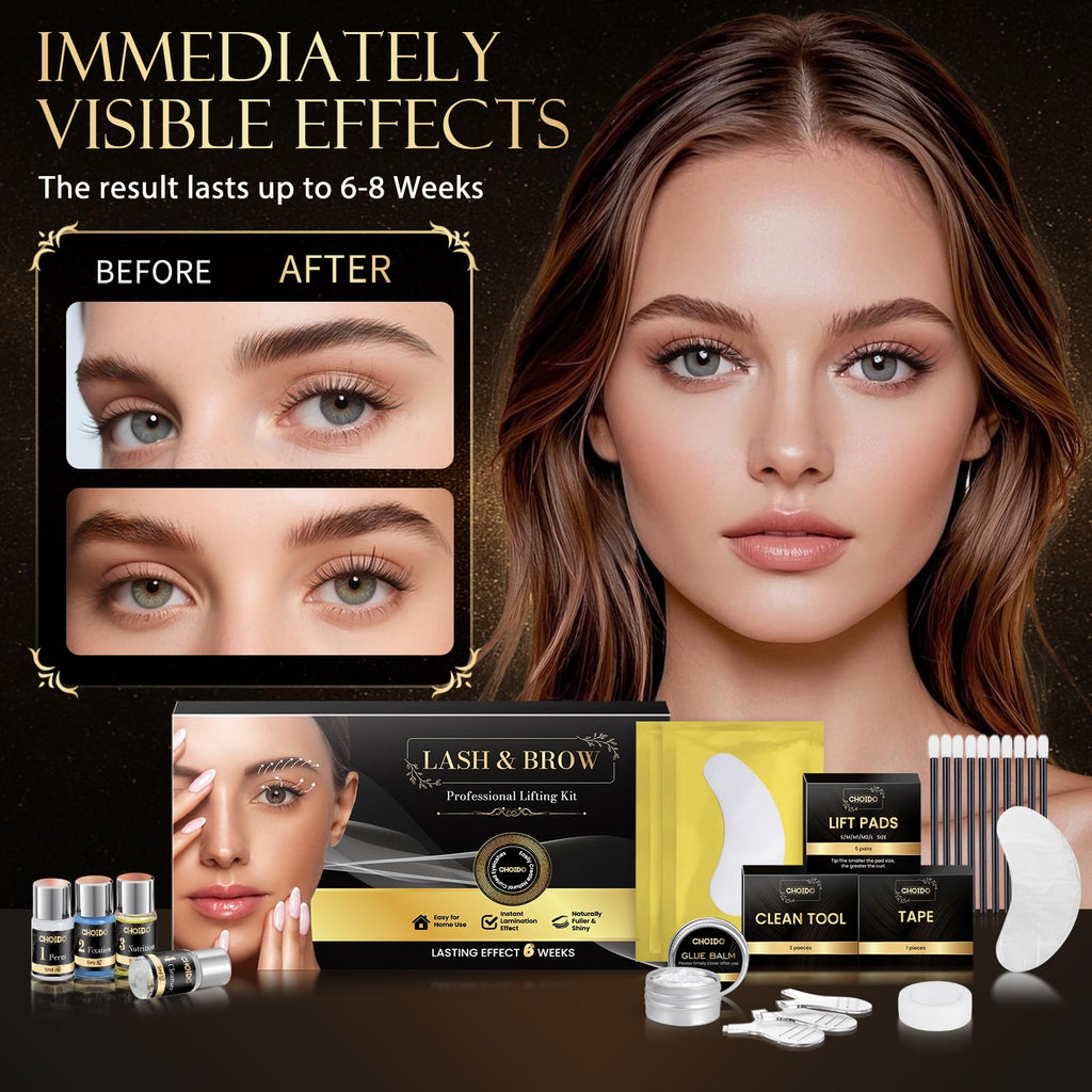 Lash Lift Kit - Eyebrow Lamination Kit, Eyelash Perm Kit, Professional Eyelash Curling Lash Extension & Eyebrow Lift 2 in 1 Kit, Eyelash Lift Kit Easy to Use at Home Diy & Salon, Lasts For 6-8 Weeks