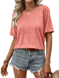 EADINVE Womens Half Sleeve T Shirts Crew Neck Summer Tops Fashion Tee Casual Basic Comfy Outfits Clothes Coral