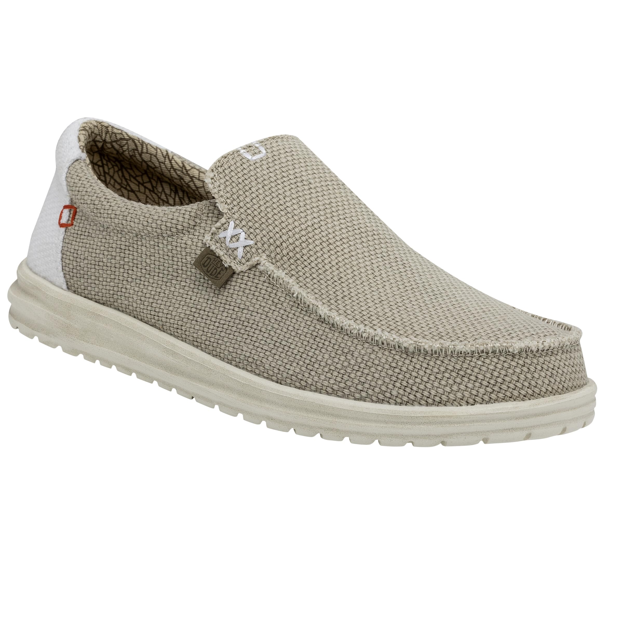 HEYDUDE Men's Mikka Braided Off White Size 11| Men's Loafers | Men's Slip On Shoes | Comfortable & Light-Weight