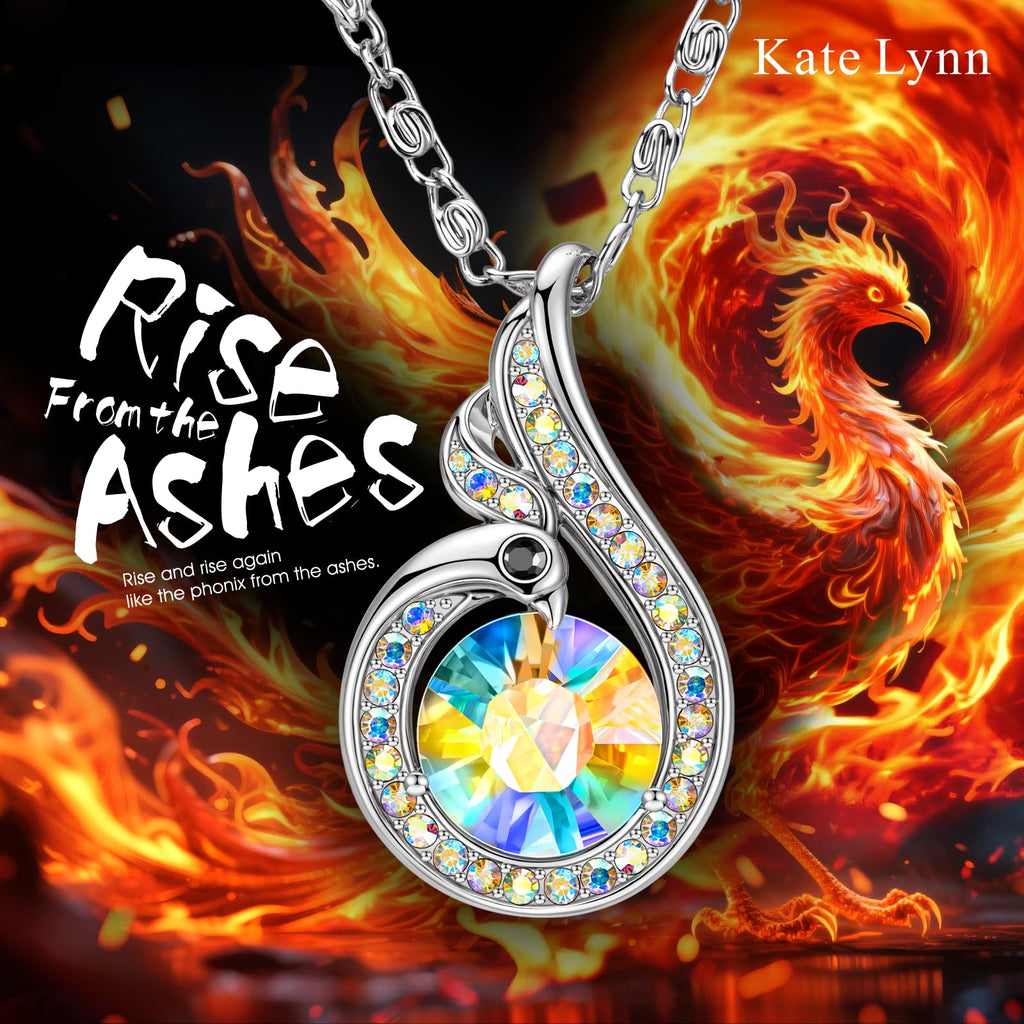 Kate Lynn Phoenix Birthstone Necklaces for Women Pendant Necklace Crystal Jewelry, Birthday Gifts for Women Wife Girlfriend Mothers Day Gift for Mom Daughter Unique Lady Christmas Jewelry Gift for Her, June Birthstone Moonstone Necklace