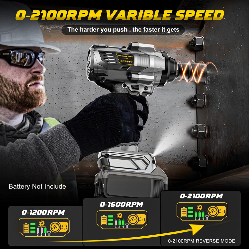 DIYtoolifz Cordless Impact Wrench 1/2 inch Compatible with DeWalt 20v Battery, 1000Ft-lbs(1360N.m) High Torque Impact Driver with 4-Modes, LED Light, Electric Impact Gun for Car/Truck/Mower(Bare Tool)