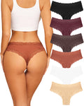 Sth Big Womens Cotton Underwear Sexy Lace Brazilian Panties Soft Breathable Cotton Cheeky Underwear for Ladies 6 Pack (6A, Large)