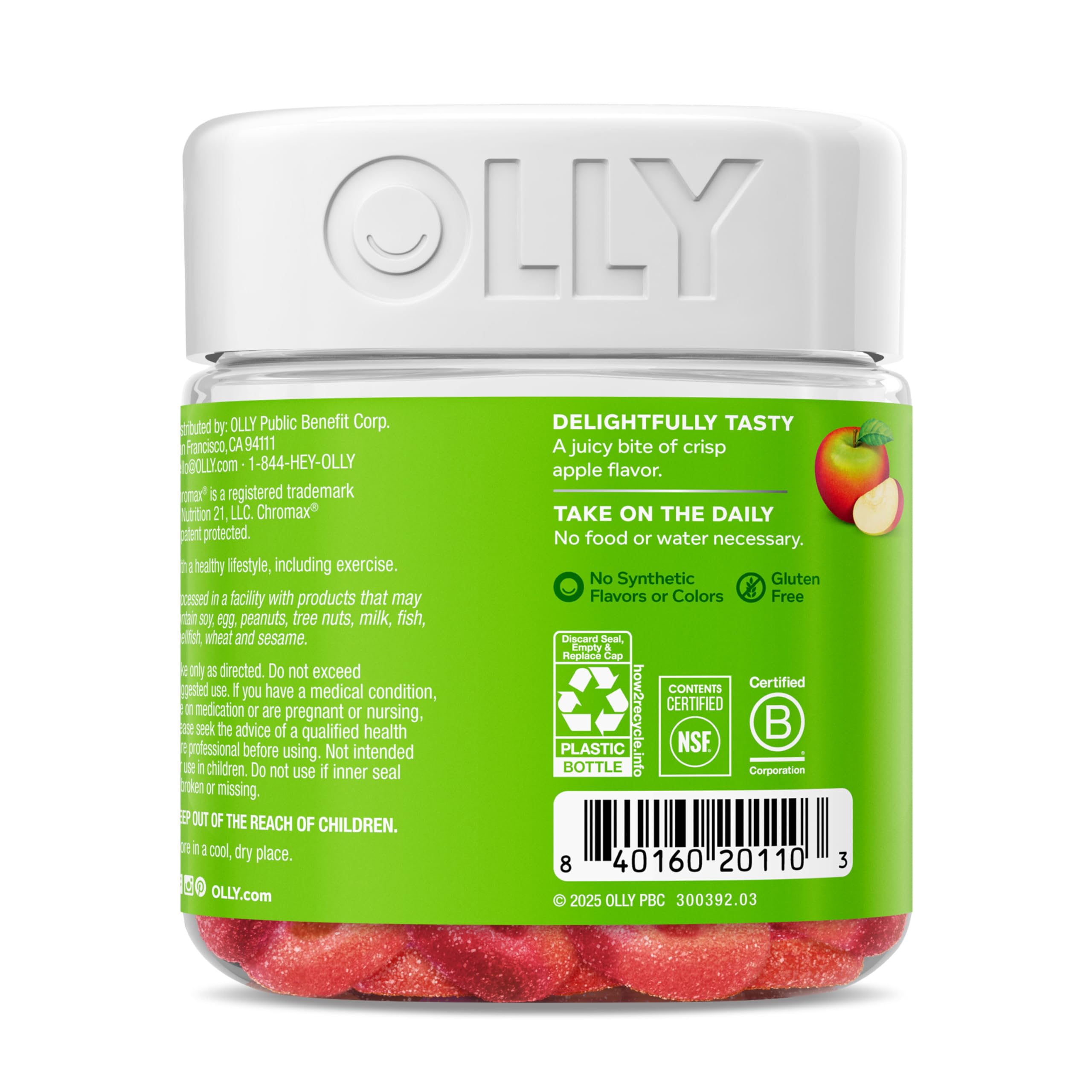 OLLY Metabolism Gummy Rings, Apple Cider Vinegar, Vitamin B12, Chromium, Energy and Digestive Health, Chewable Supplement, Apple Flavor - 30 Count