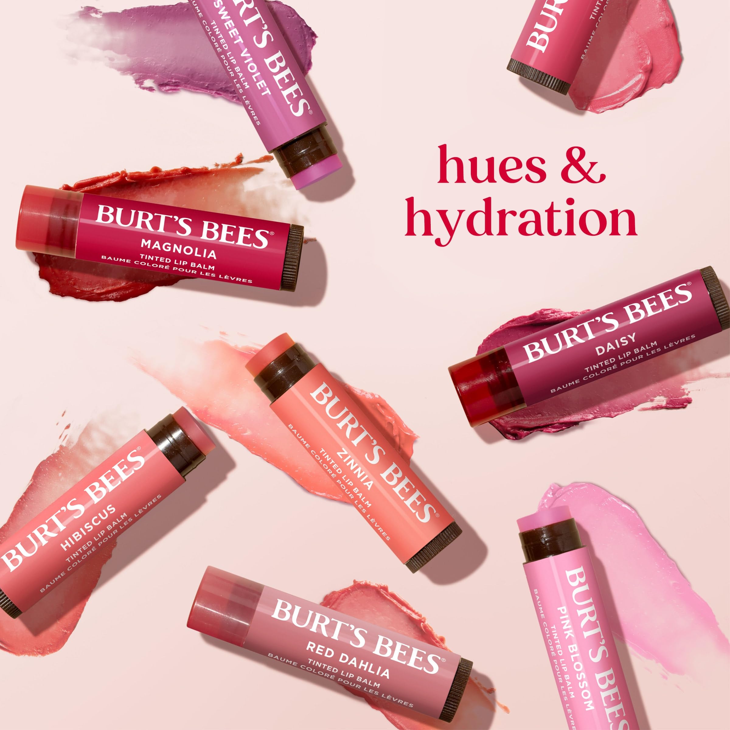Burt's Bees Lip Tint Balm for Valentine's Day, with Long Lasting 2 in 1 Duo Tinted Balm Formula, Color Infused with Hydrating Shea Butter for a Natural Looking Buildable Finish, Rose (2-Pack)