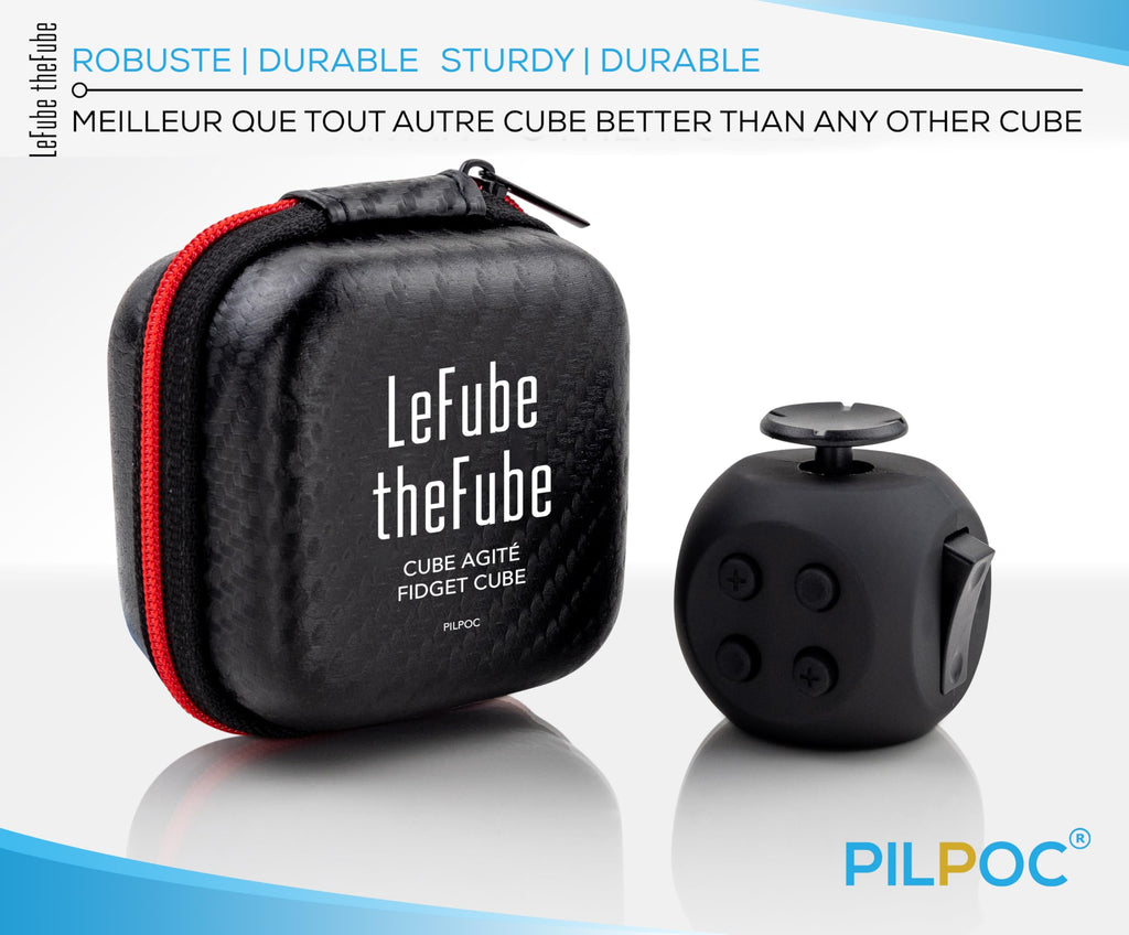 PILPOC theFube Fidget Cube, 6-Sided Stress Relief Infinity Cube for Adults & Kids, Boosts Concentration, Mindfulness Aid, Silent & Audible Modes, Stocking Suffers for Boys, Kids and Adults (Midnight)