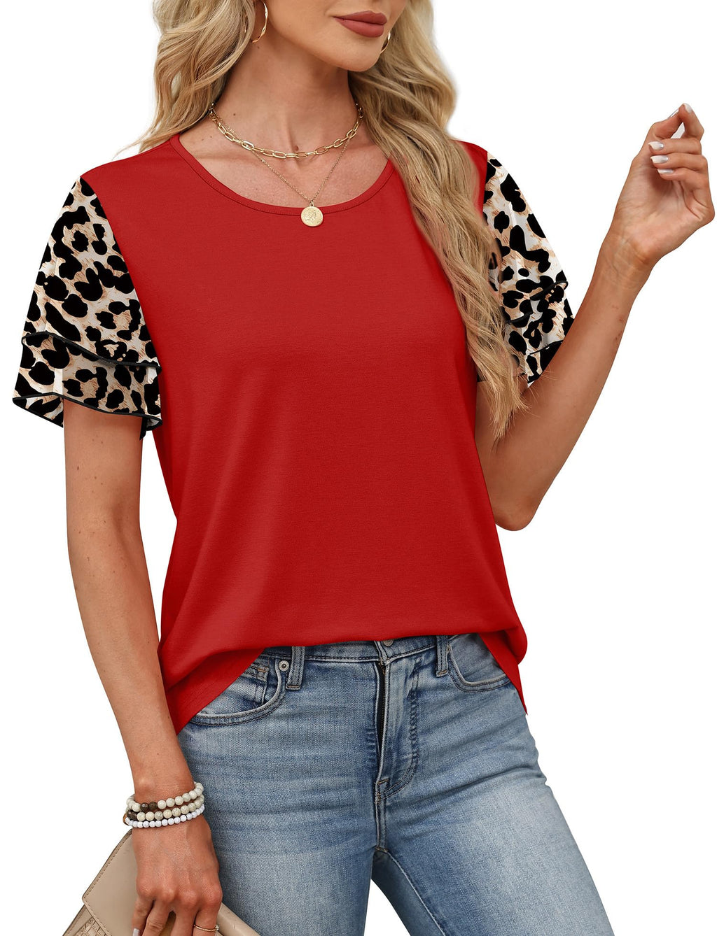 Summer Tops for Women Trendy Short Sleeve Shirts Spring Tops Summer t Shirts Valentines Day Outfit Spring Break Clothes Beach Vacation Clothes Travel Outfits M