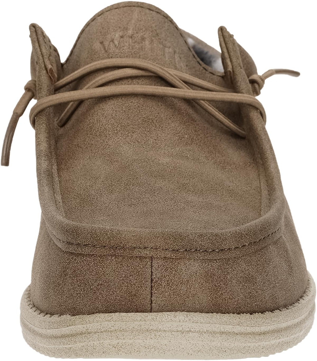 WHITIN Men's Casual Loafers Slip-on Leather Boat Shoes Fashion Deck Sneakers Size 11 Winter Walking Light Brown 44