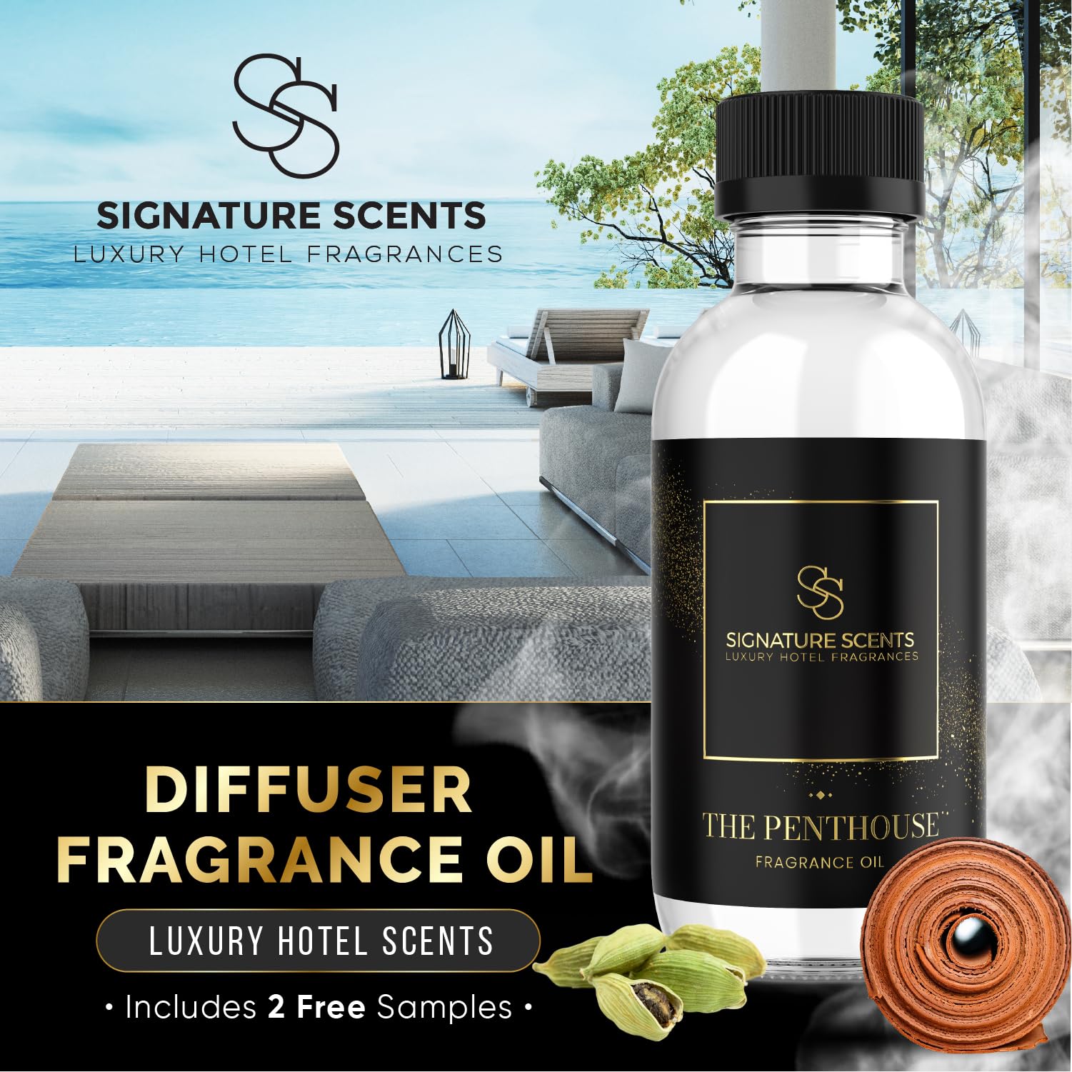 Luxury Hotel Diffuser Oil for Hotels and Homes - Aromatherapy Oils for use with an Essential Oil Diffuser at Home - Fragrance-Scent Diffuser Oil Blend (The Penthouse) 4.05fl oz (120ml)