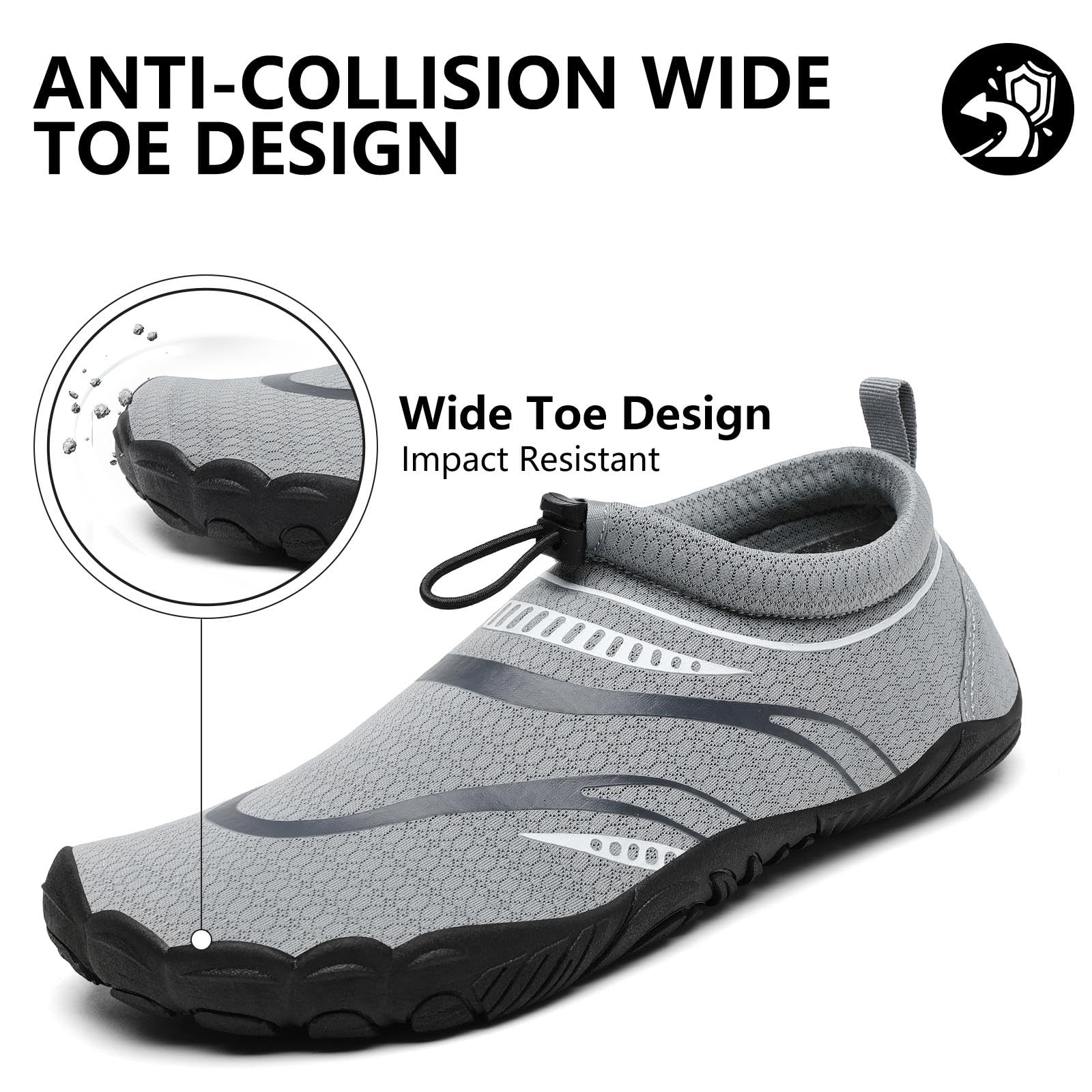 Mishansha Water Shoes Men Quick Dry Swim Shoes for Men Lightweight Non-Slip Aqua Beach Smoky Grey-E0153 12.5 Women/10.5 Men