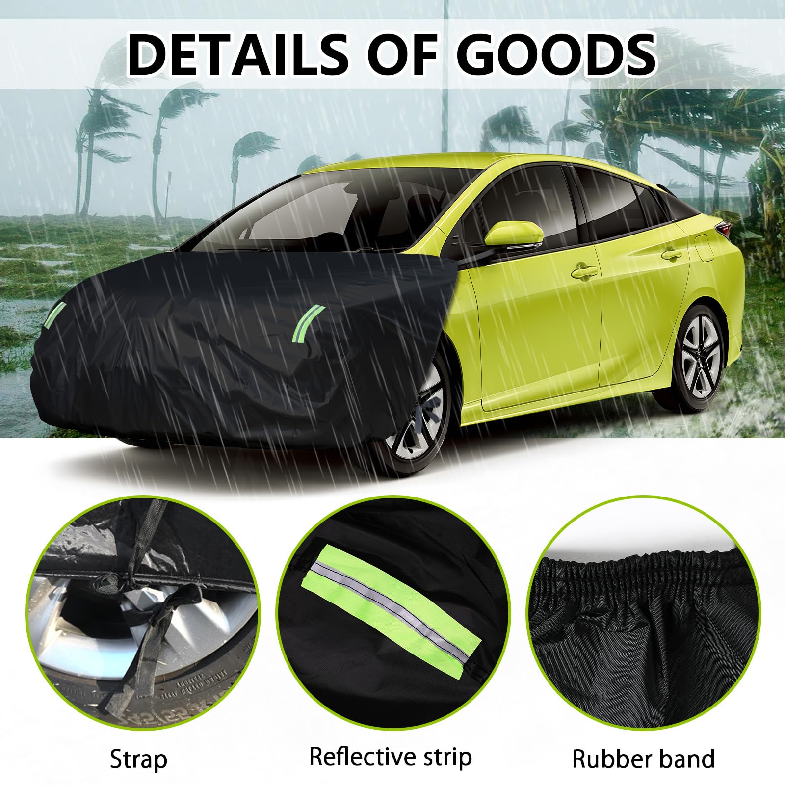 Federedevo Universal Car Engine Cover for SUV/Jeep (L:138-181in x 63-71in), Car Hood Cover with Reflective Straps, Elastic Band & Hook
