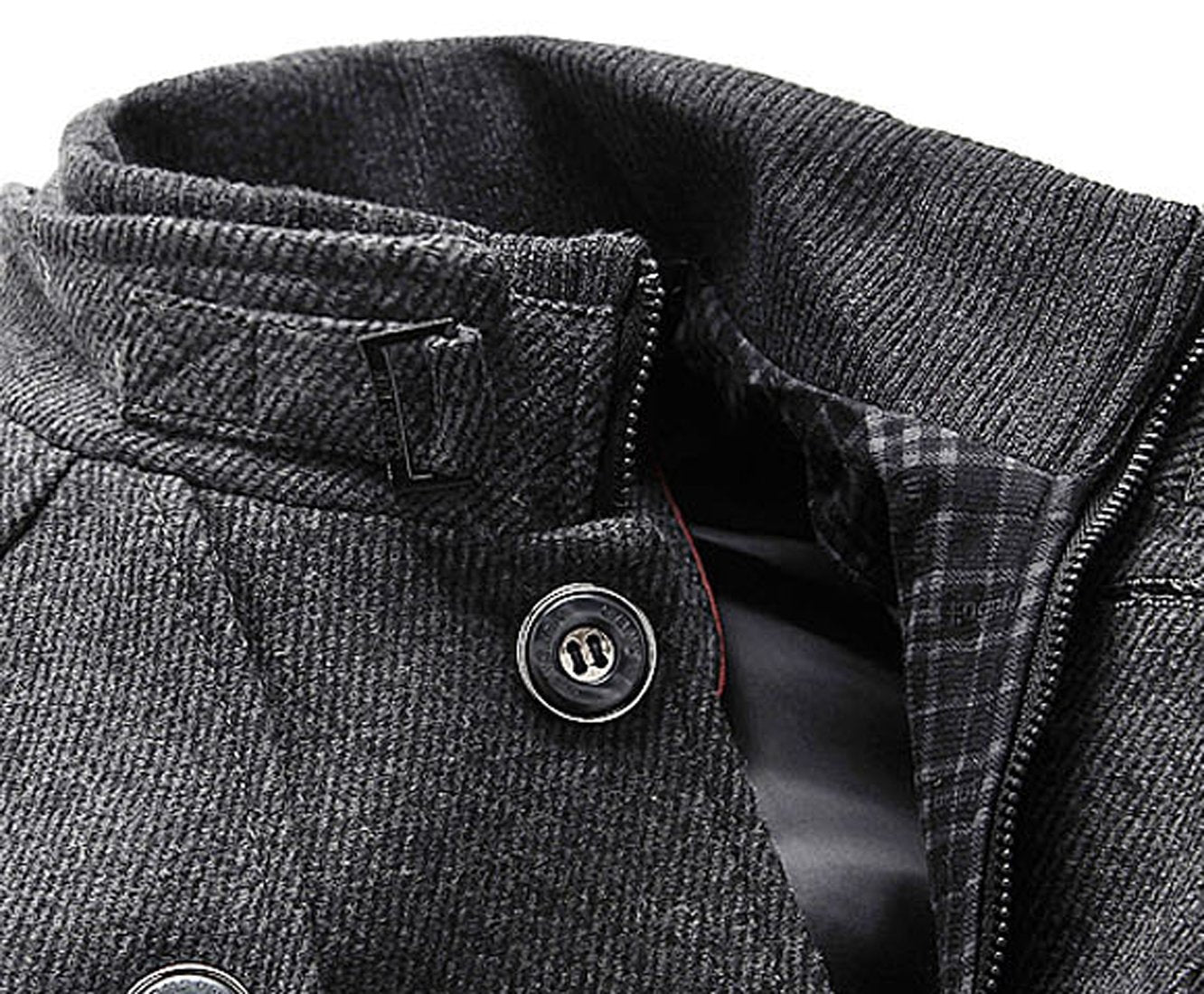 chouyatou Men's Winter Stylish Wool Blend Single Breasted Military Peacoat (Small, Gray)