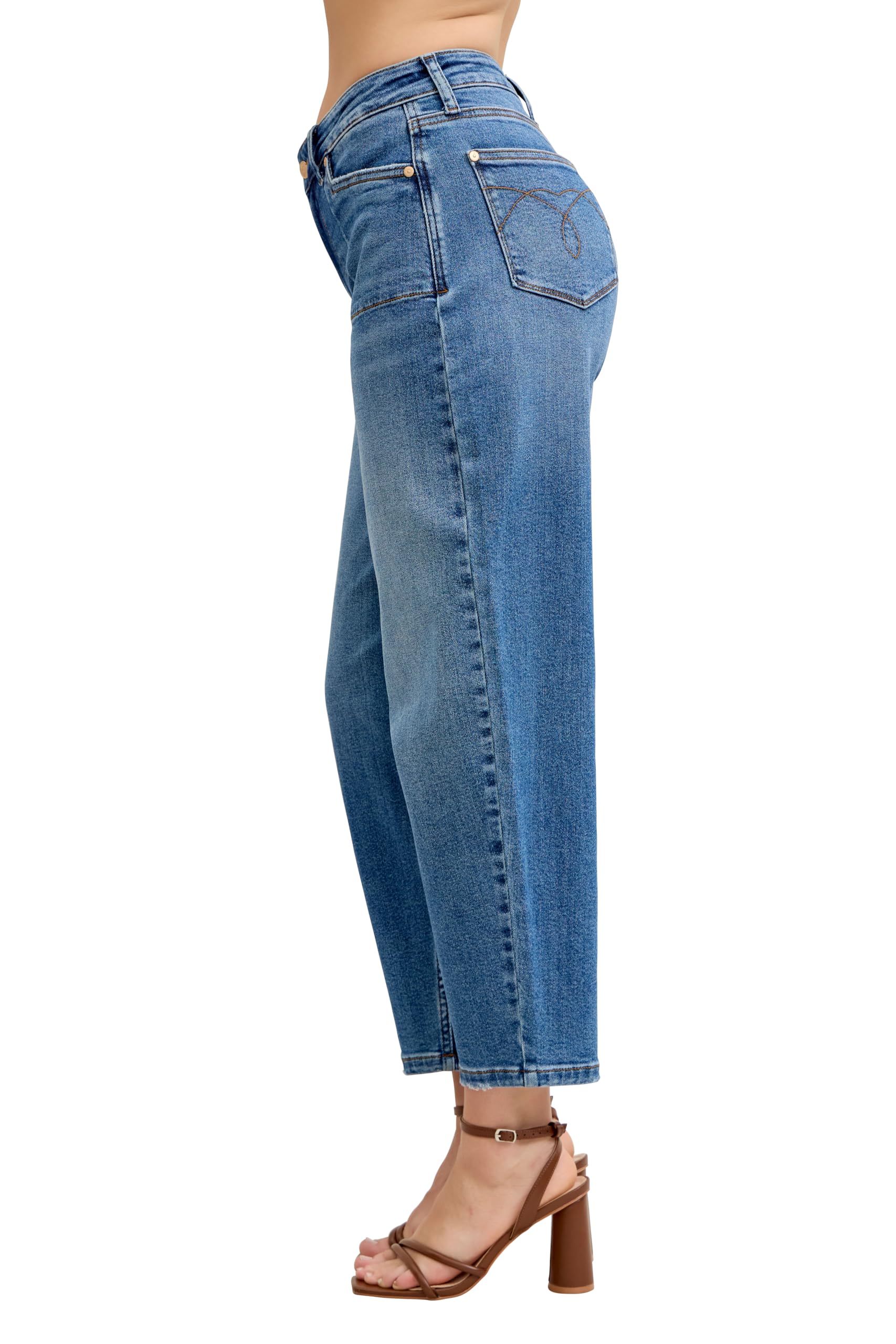 Judy Blue Womens Jeans - High Waisted Soft Barrel Stitch Thru Pocket (5, Dark Blue)