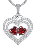 LOUISA SECRET Sparkling Double Heart Birthstone Necklace Gifts for Women, 925 Sterling Silver Fine Jewelry, Pendant Heart Necklace Birthday Anniversary Christmas Gift for Women Wife Mom Girlfriend
