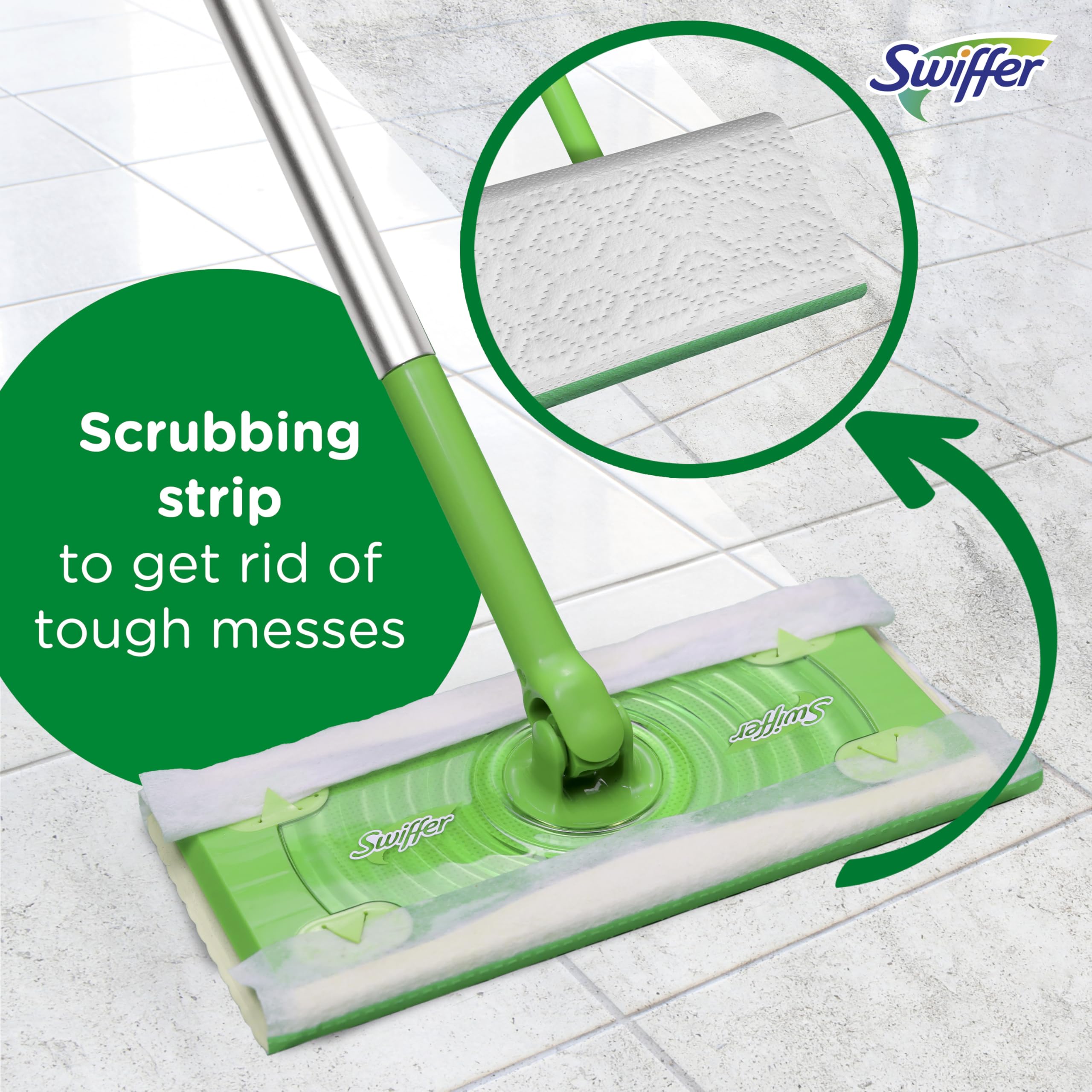 Swiffer Sweep + Mop, Wet Pads Refill, Floor Cleaner for Dirt, Dust, Hair, Cleaning Cloths for Mopping Home, Bathroom, Kitchen, All Purpose Multi-Surface Floor Wipes, Fresh, 24ct