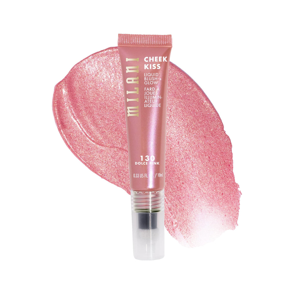 Milani Cheek Kiss Liquid Blush + Glow, Creamy 2-in-1 Blush for Cheeks and Highlighter Makeup for Dewy, Radiant Finish - 130 Dolce Pink