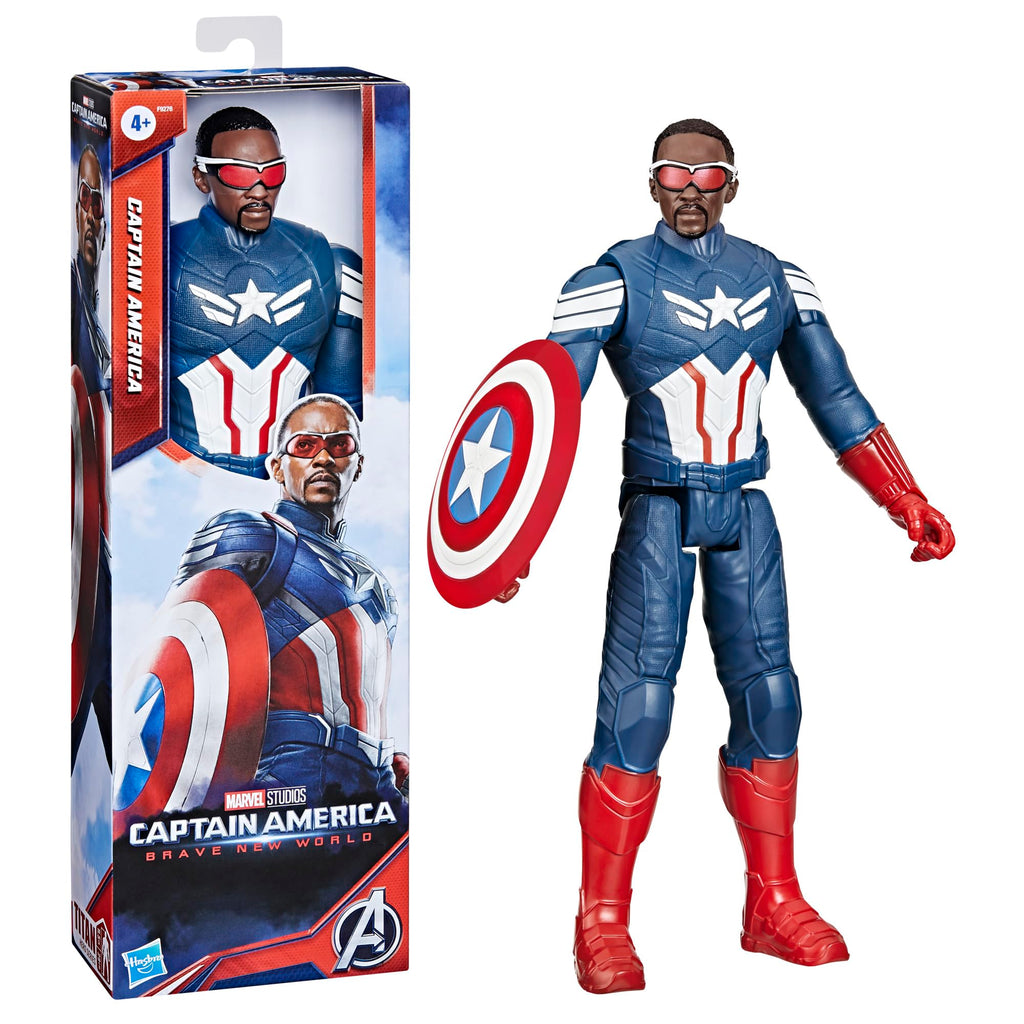 Marvel Studios Captain America Brave New World, Titan Hero Series, 12-Inch Captain America Action Figure, Super Hero Toys for Kids 4 and Up