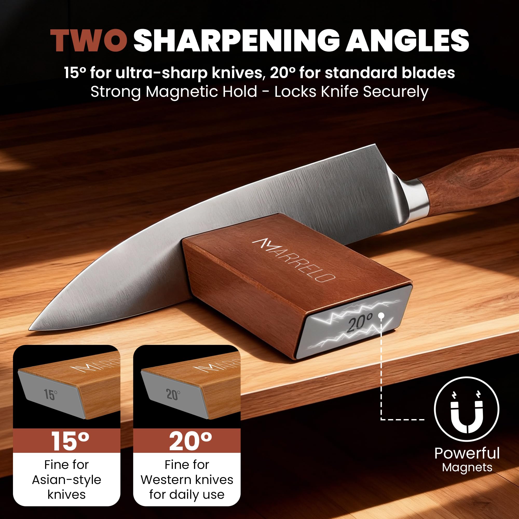 Rolling Knife Sharpener Kit, Diamond & Ceramic Roller Sharpener with 15°/20° Magnetic Angles for Kitchen, Chef, and Outdoor Knives, Professional Knife Sharpening Tool