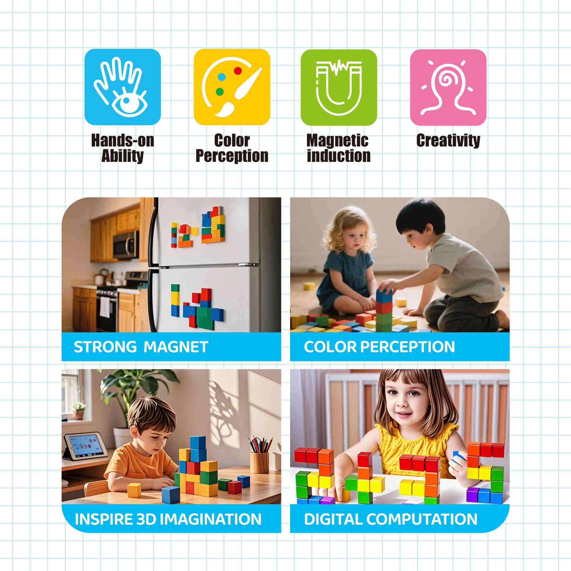 SmartYeen 100PCS Magnetic Blocks,Magnetic Building Blocks for Toddlers Sensory & STEM Montessori Toys,Ideal Gifts for Boys Girls 3-8 Years Old