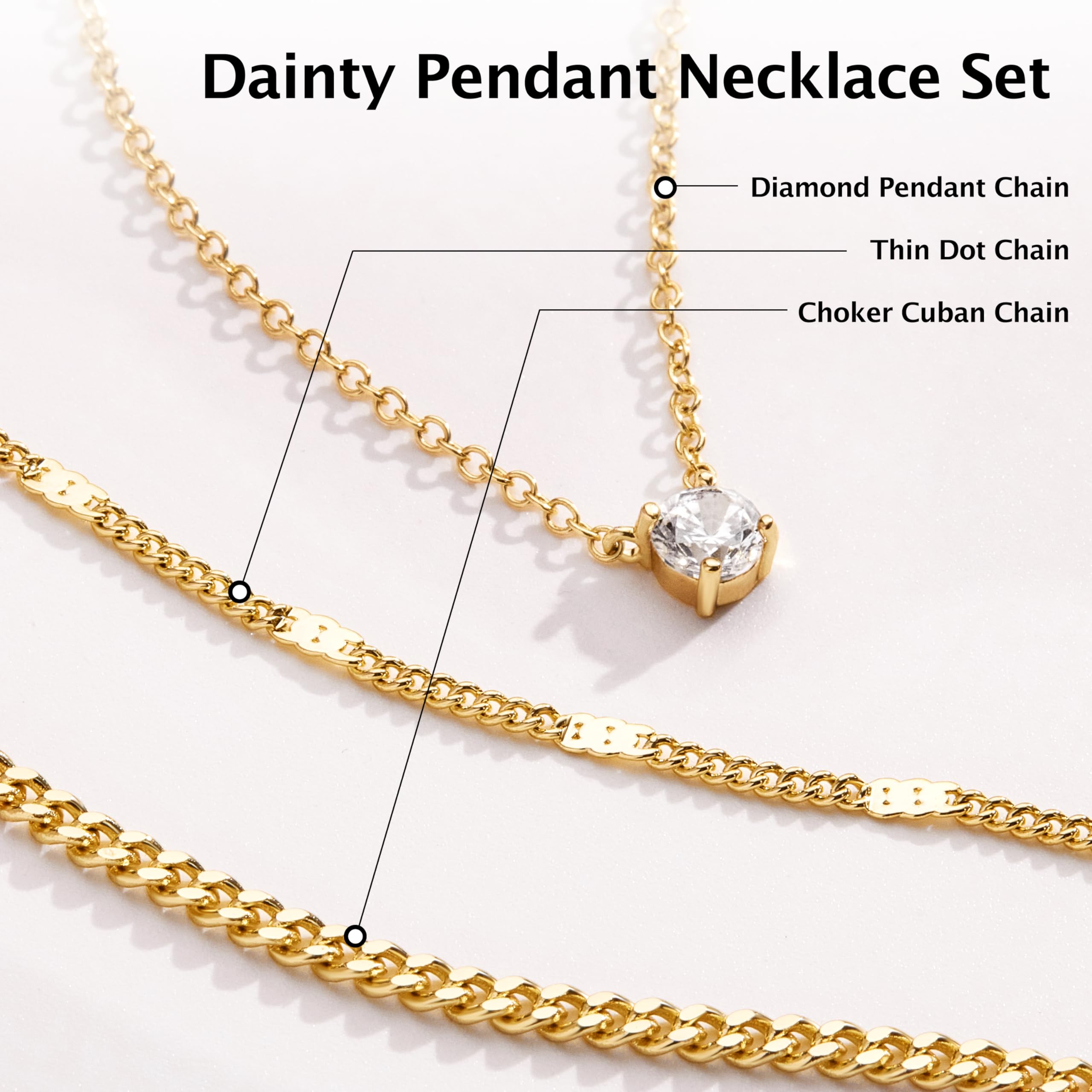 WomenGifts Layered Gold Necklaces for Women, 14K Gold Plated Dainty Cute Pendant Necklace Jewelry Set, Chunky Stackable Cuban Chain Choker Collar, Trendy Waterproof Non Tarnish Jewelry Gift