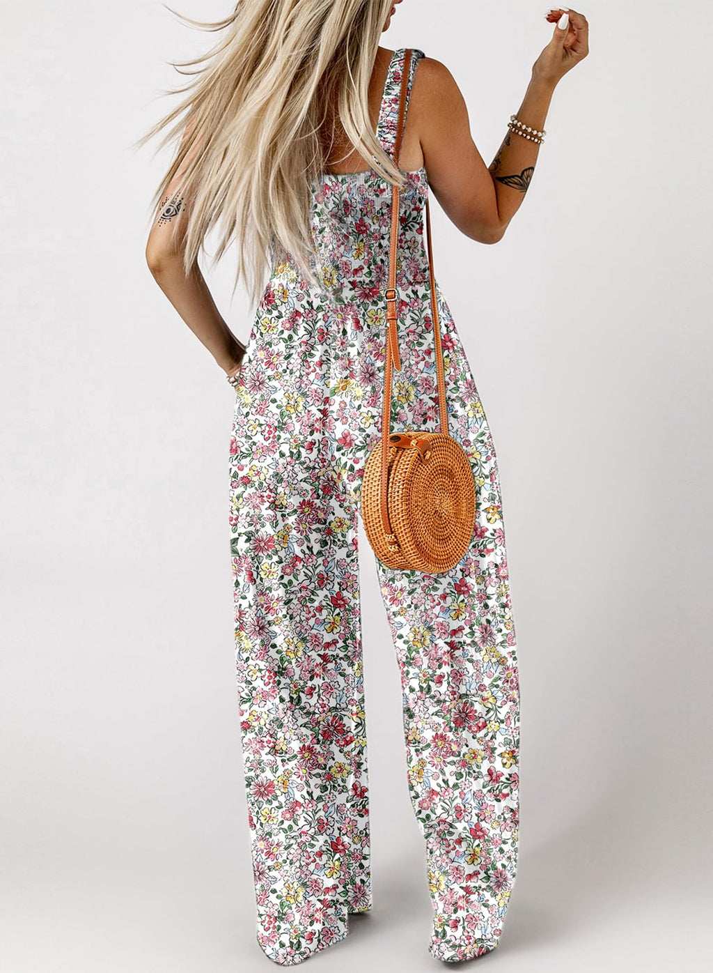 Dokotoo Loose Jumpsuits for Women Overalls Oversized Solid Color Wide Leg One Piece Sleeveless jumpsuit Long Pant Romper with Pockets 2026 Fashion Printed Light Pink Large