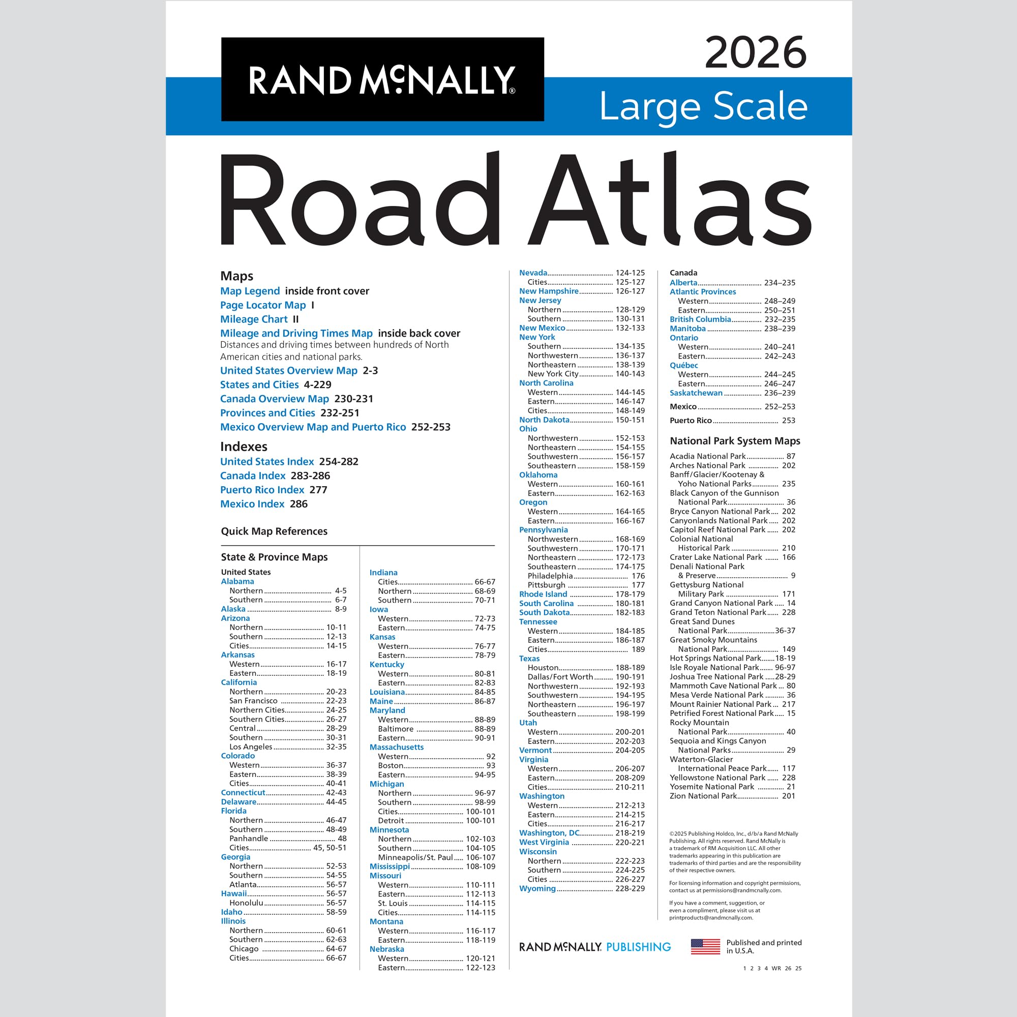 Rand McNally Road Atlas Large Scale 2026: United States, Canada, Mexico (Rand McNally Large Scale Road Atlas USA)