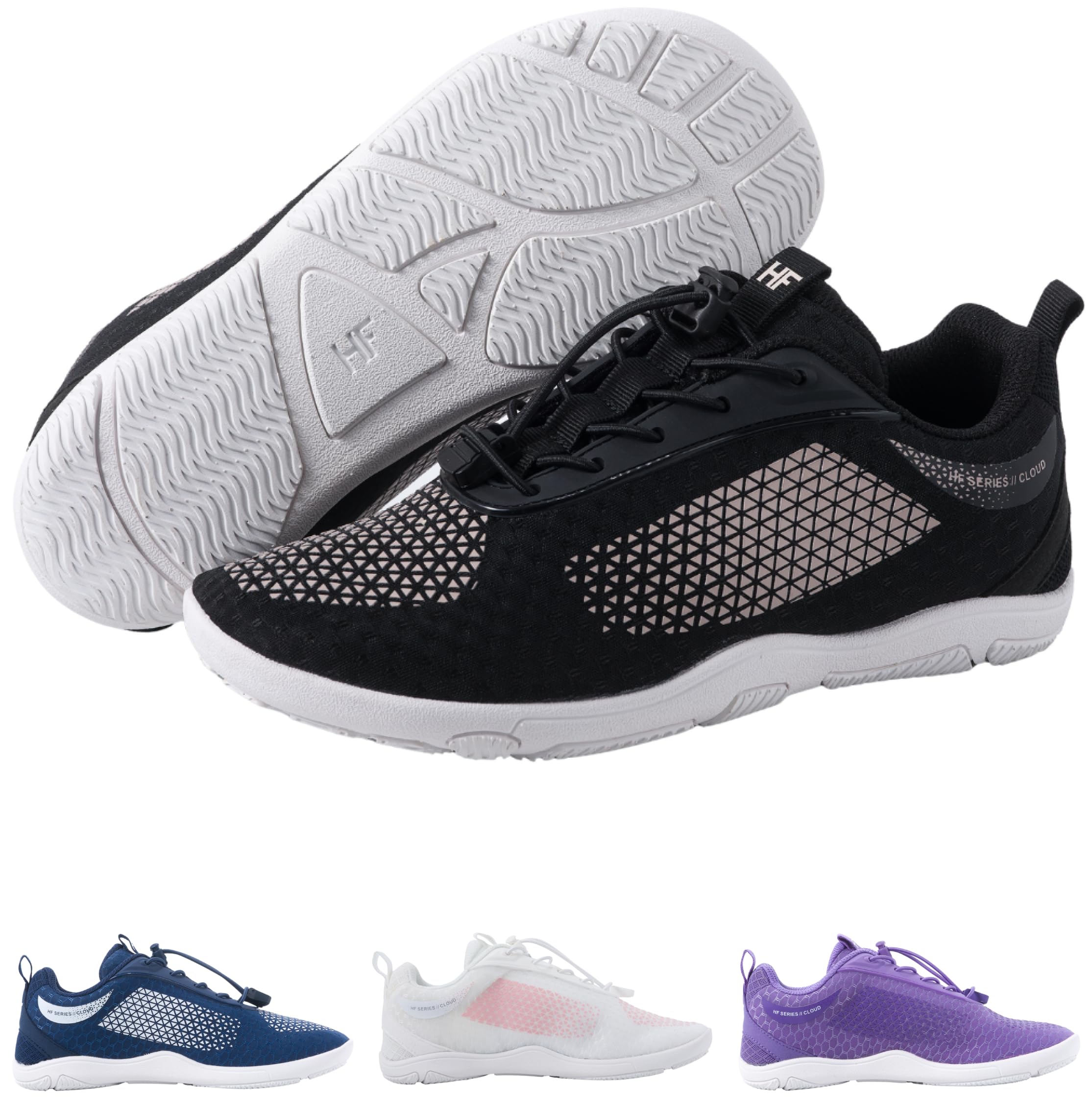 Hike Footwear HF Flow Barefoot Shoes for Women & Men - Minimalist Shoes with Arch-Support, Breathable Splash-Proof & Versatile Boot, Ergonomic Pain-Relief Posture Improvement Hiking Boots Black