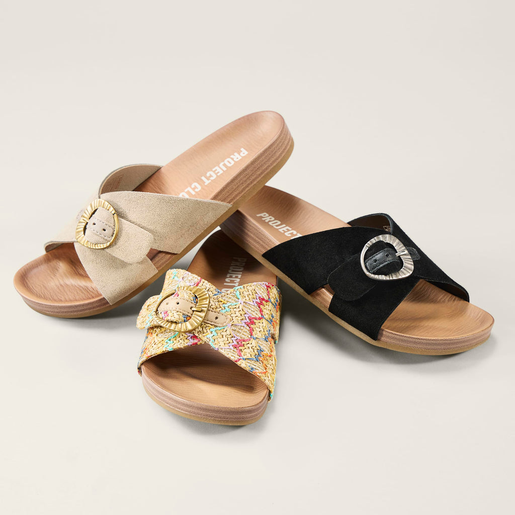 Project Cloud Womens Sandals - Adjustable Buckle Sandals for Women 2026 with Plush Insole - Lightweight & Non Slip Slides for Women Footwear (Beaming,BLKSDE,9)