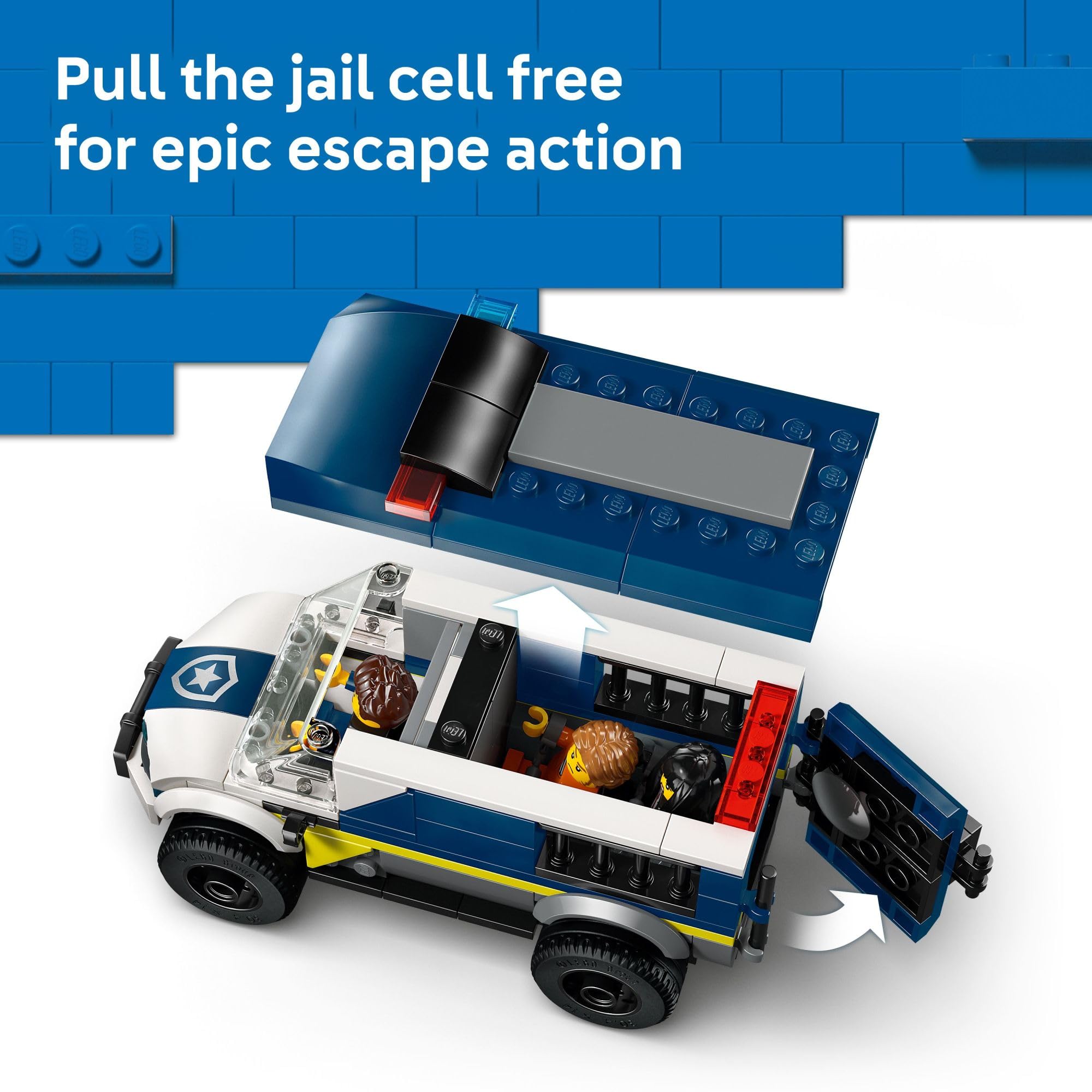 LEGO City Police Prisoner Transport Van - Police Toy for Kids, Boys & Girls Ages 6+ - Emergency Vehicle & Motorcycle Building Kit - Officer and 2 Crook Minifigures - Gift Idea for Birthdays - 60479