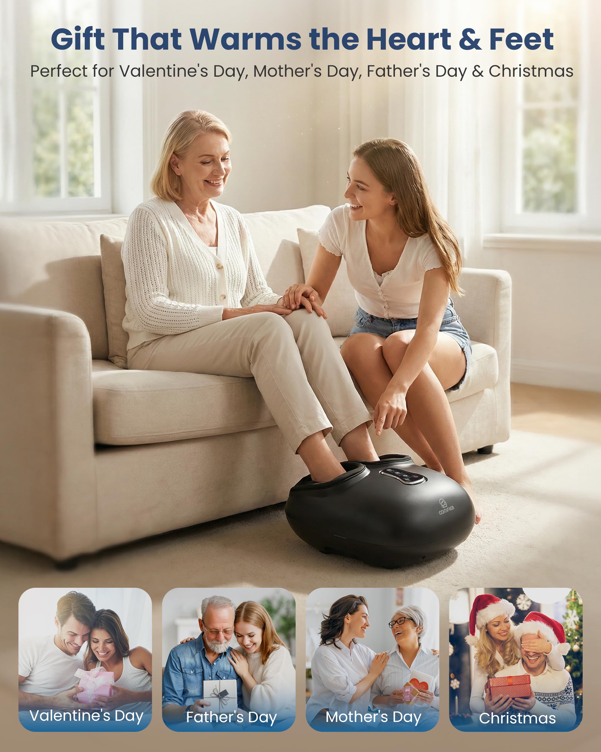 COMFIER Shiatsu Foot Massager with Heat[FSA Eligible HSA],2026 Upgraded Feet Massager Machine for Plantar Fasciitis,Neuropathy Pain with Vibration,Compression, 13In, Gifts for Women Men