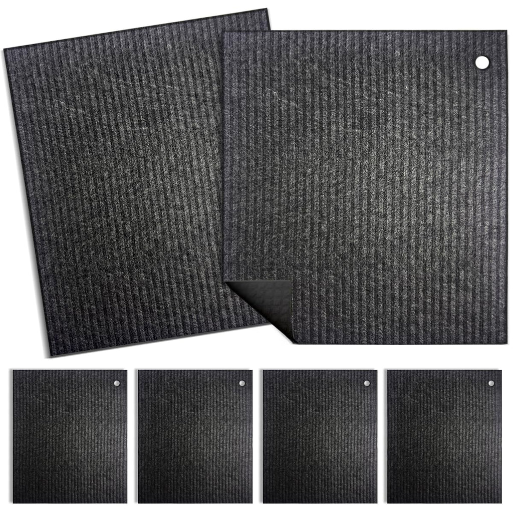 Spunspon 6 - Pack Swedish Kitchen Dish Cloths - Reusable Paper Towels for Counters & Dishes - Eco Friendly Cellulose Sponge Cloth - (Black)