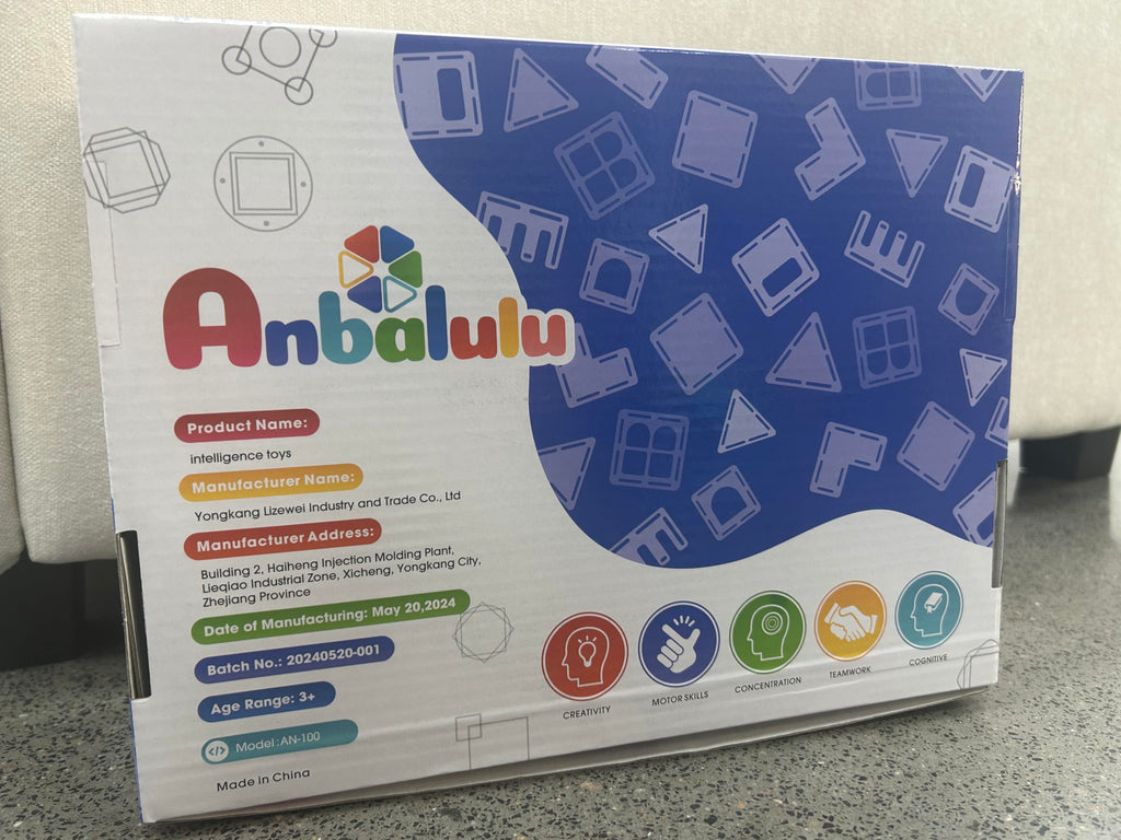 Anbalulu Magnetic Tiles 100PCS with 2 Cars, STEM Educational Building Blocks for Kids Ages 3-9, Magnet Construction Toys Gift for Toddlers