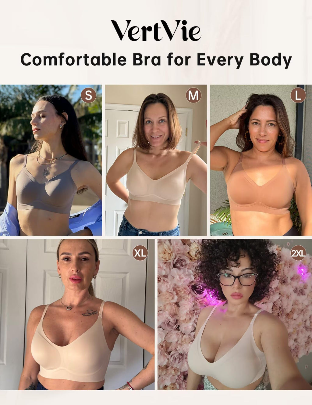 Vertvie Womens Seamless Bra No Underwire Comfort Push Up Bras Buttery Soft Wireless Bralette Full Coverage Sport Everyday Bra(Black,Medium)