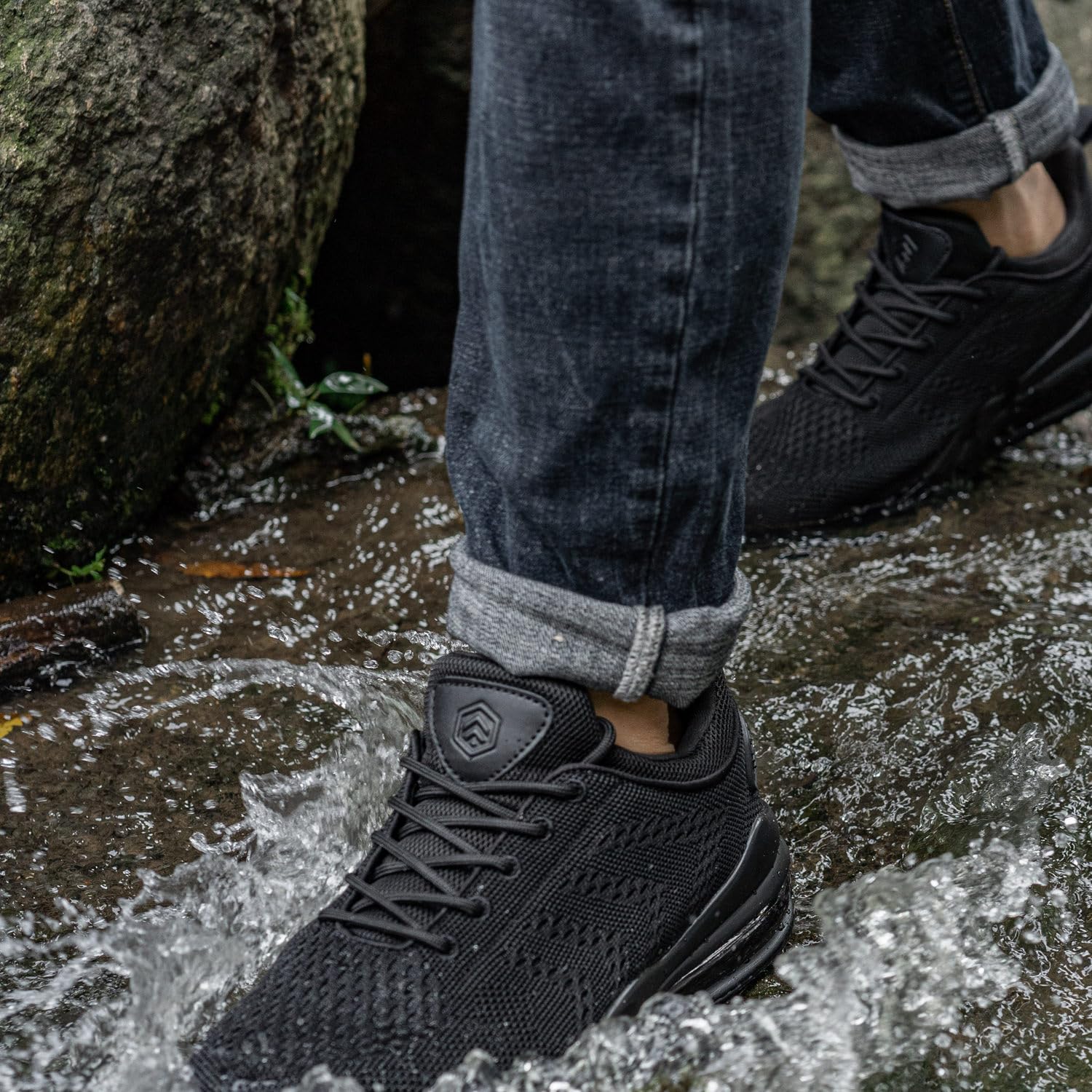 LARNMERN Men Non Slip Work Sneakers Water Resistant Food Service Zapatos Trabajo Antideslizantes Walking Shoes Waterproof Shoes Slip-on, Black 8