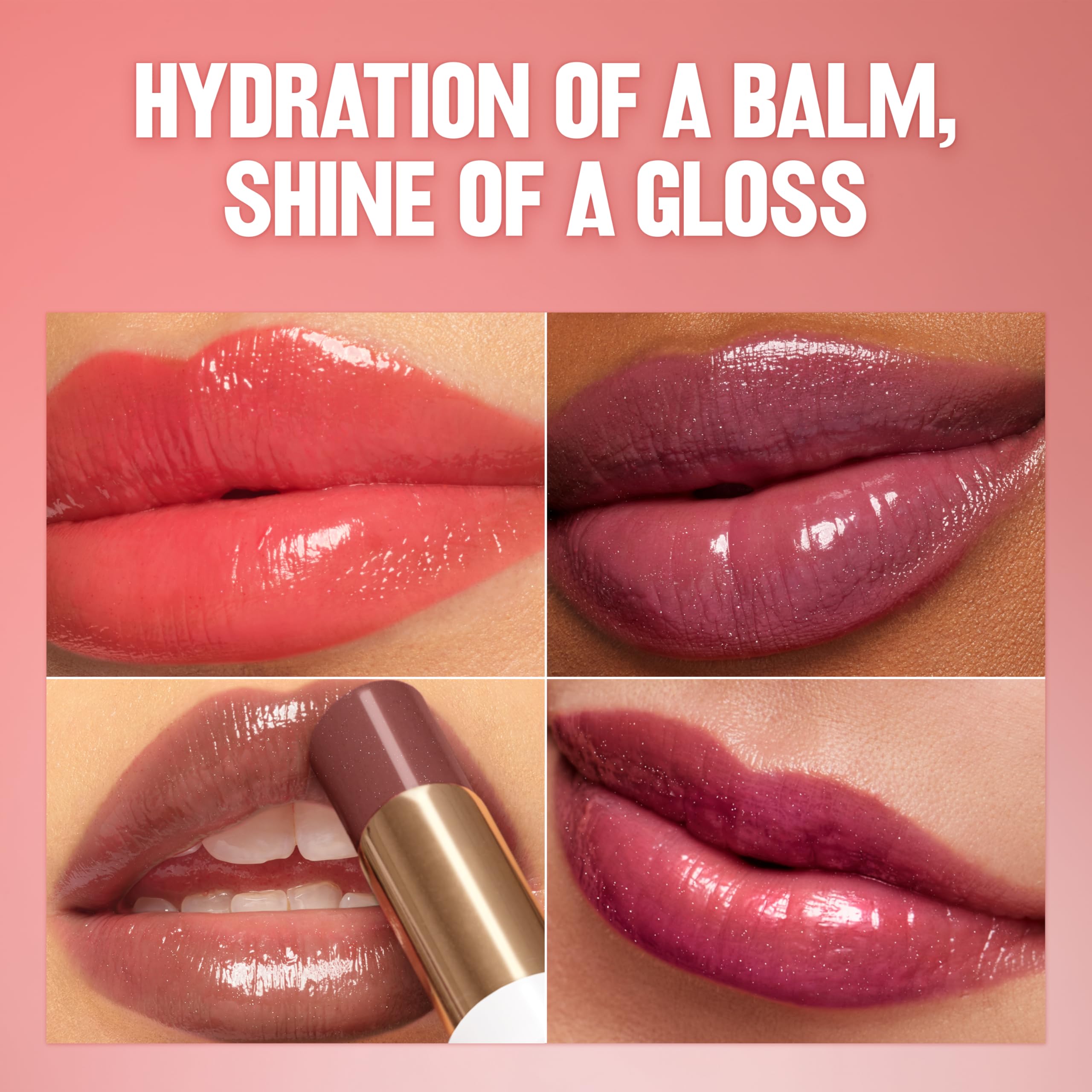 REVLON Super Lustrous Glass Shine Balm, Hydrating Tinted Lip Balm with Hyaluronic Acid, Aloe & Rose Quartz, 007 Glazed Mauve, 0.11 oz