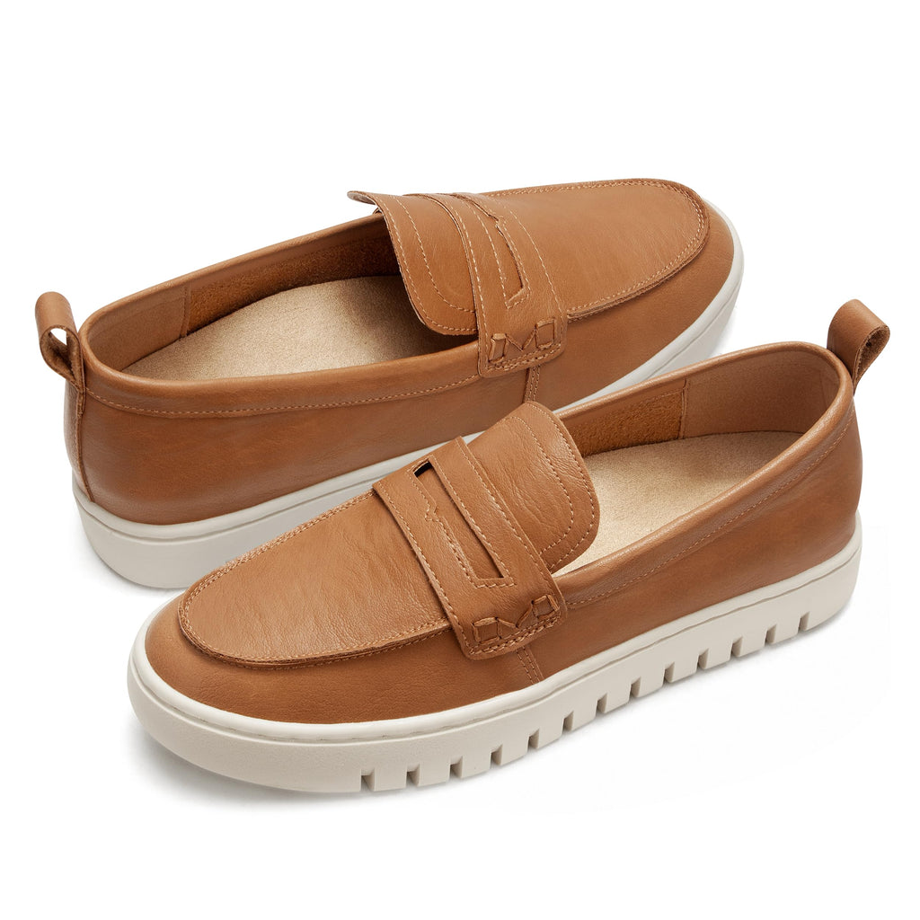 PARTY Loafers for Women, Comfortable Women's Loafers, Casual Dress and Work Slip-Ons, Camel, 9.5