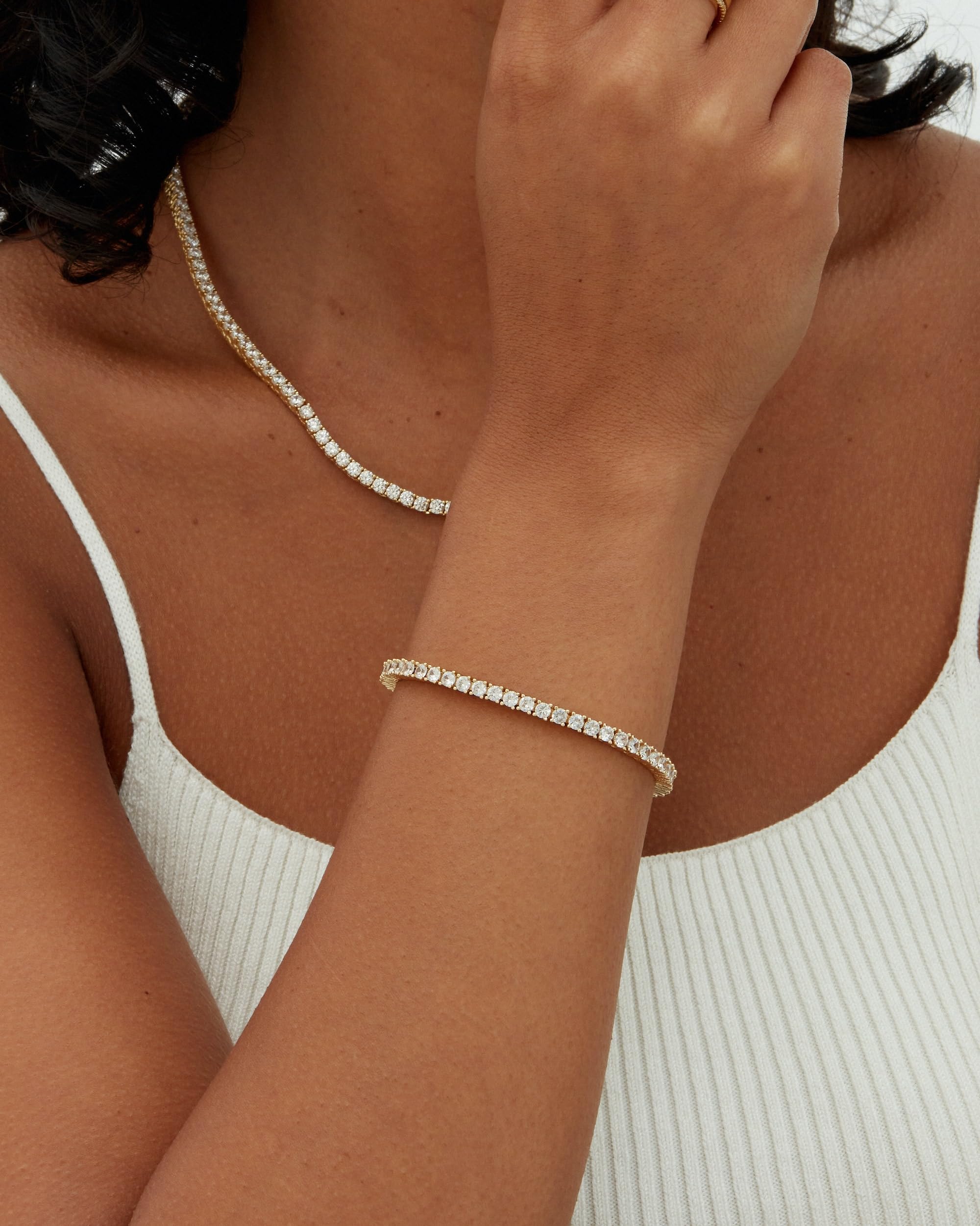 PAVOI 14K Yellow Gold Plated Tennis Bracelets for Women - 3mm Cubic Zirconia Classic Gold Tennis Bracelets for Women and Men - Trendy CZ Jewelry Gifts - Size 6.5 Inches