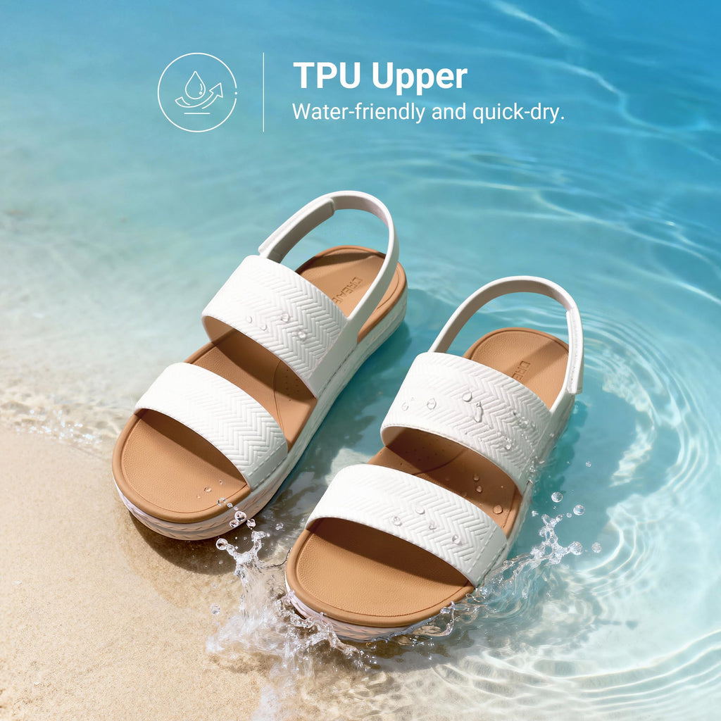 DREAM PAIRS Women Water Sandals Comfortable Flat Beach Platform Dressy Summer Walking Shoes,Size 7,White,SDFS26006W