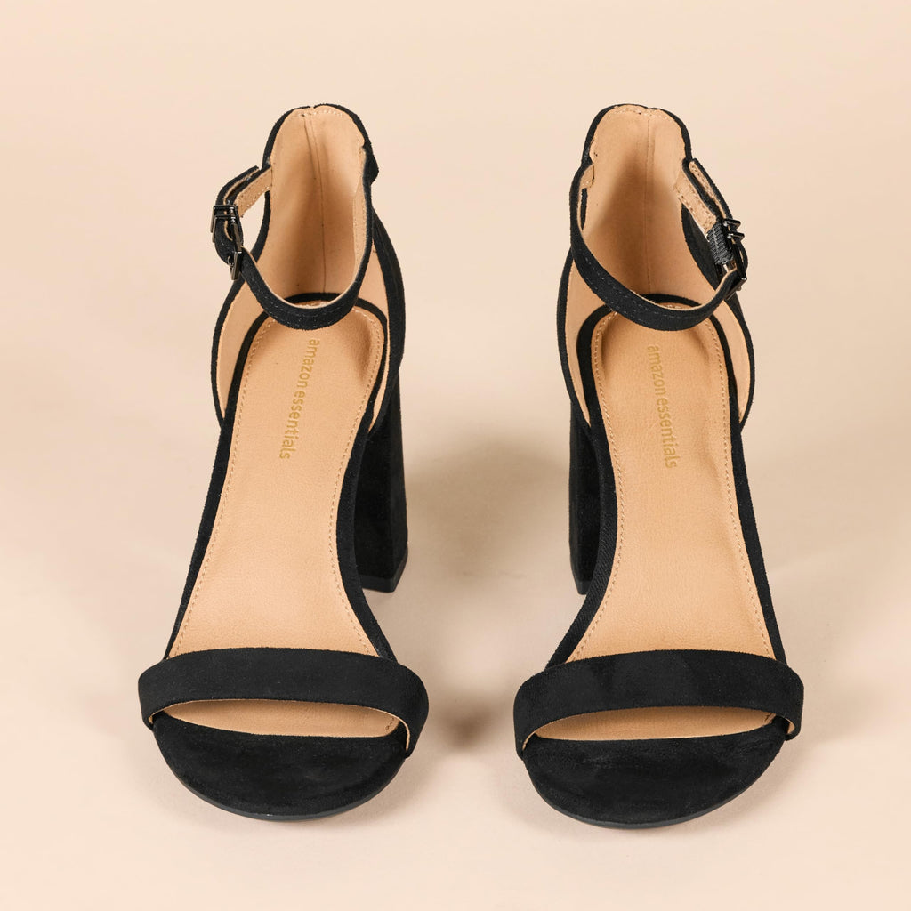 Amazon Essentials Women's High Heel Nola, Black Faux Suede, 7